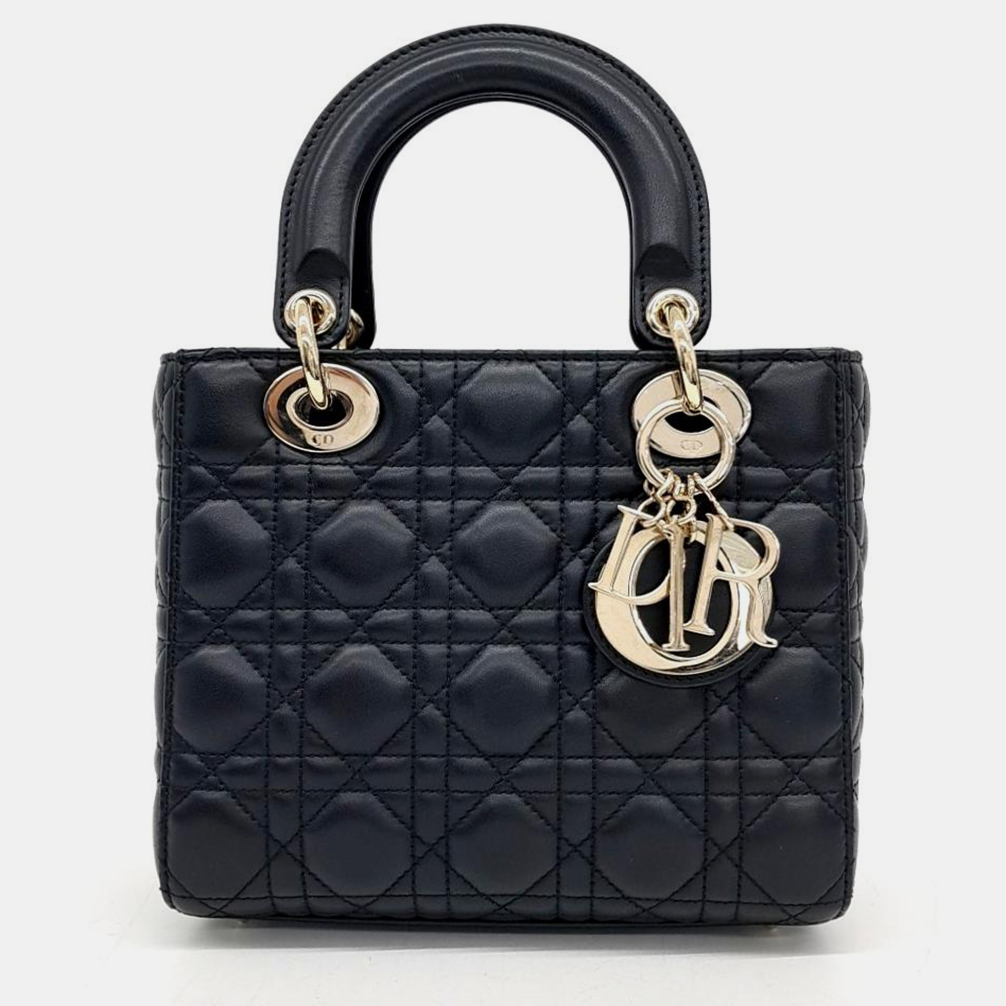 Pre-owned Dior Christian  Cannage Small Lady Bag In Black