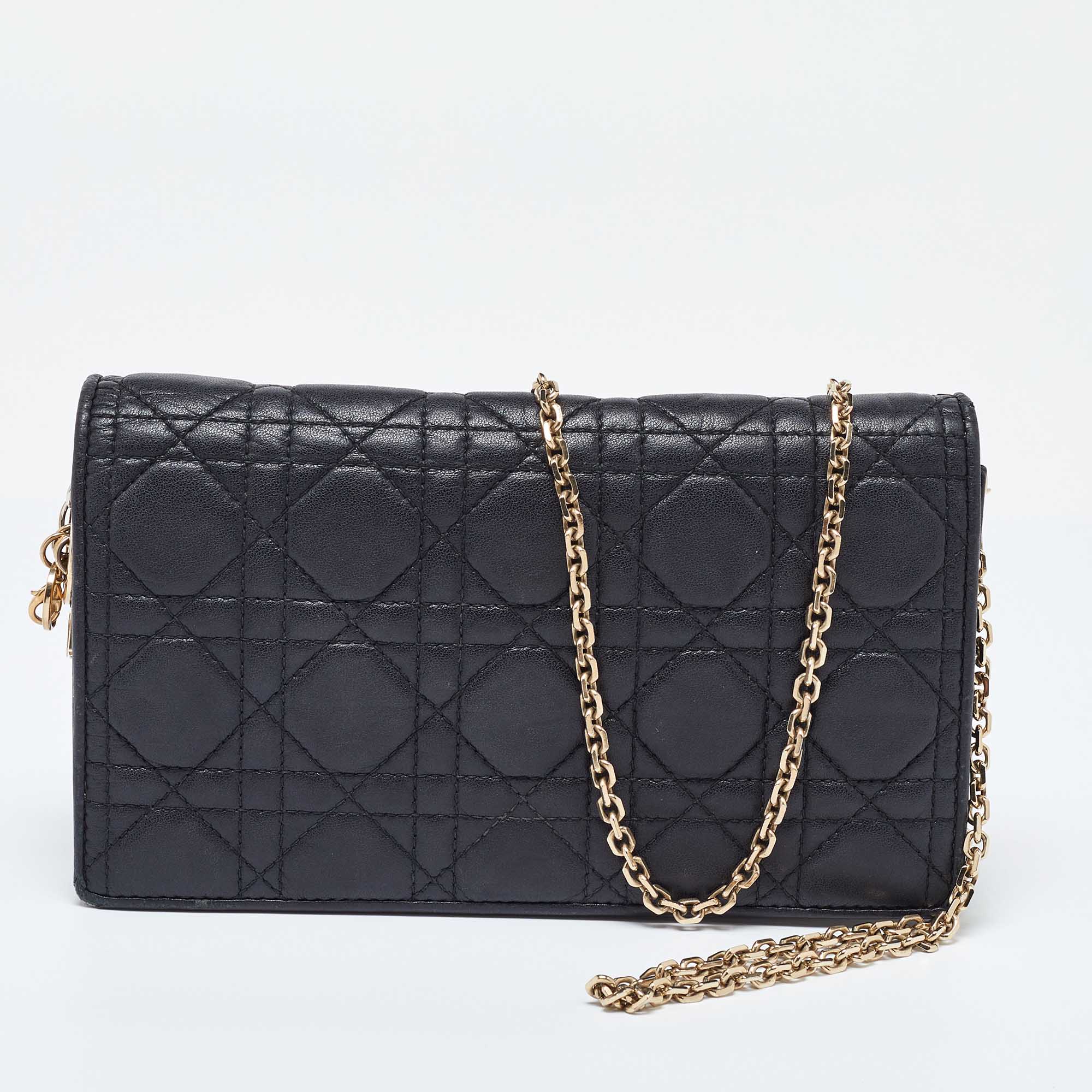 

Dior Black Quilted Leather Lady Dior Chain Clutch