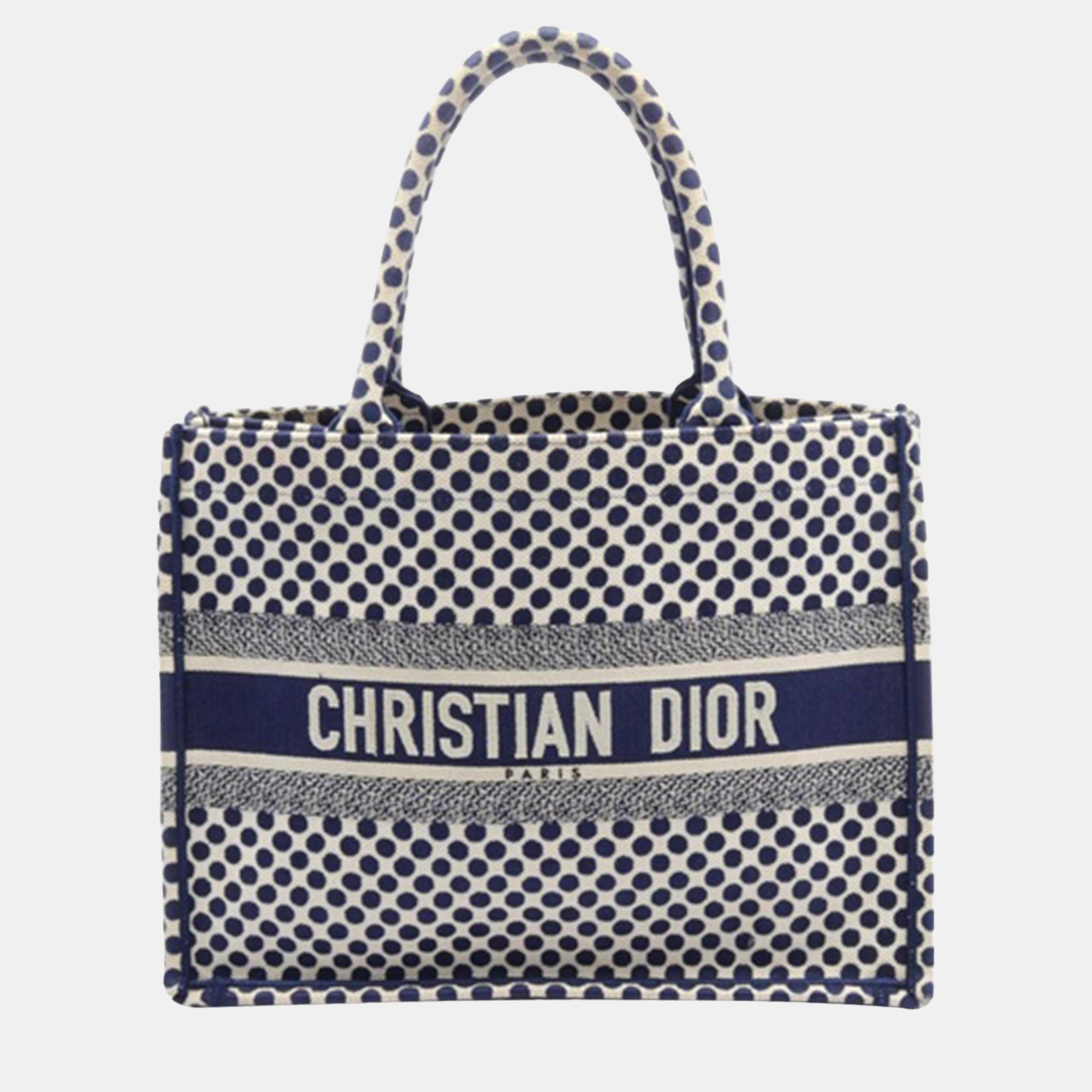 

Dior Navy Blue Medium Blue Dot Book Tote