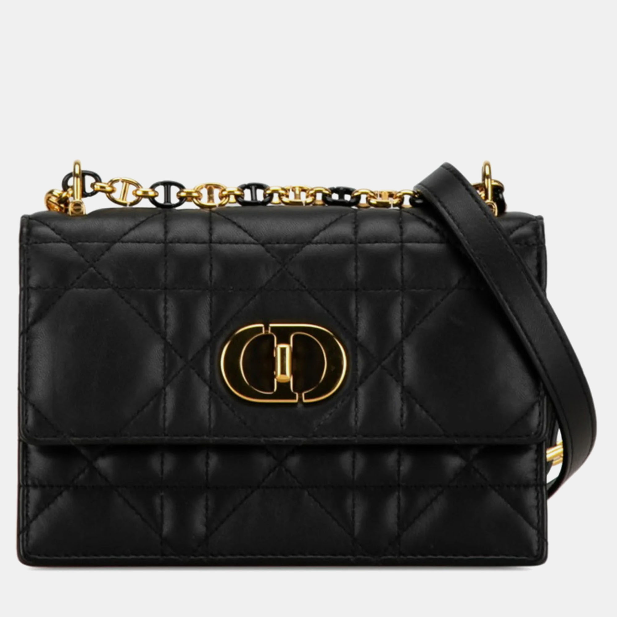 

Christian Dior Black Lambskin Macrocannage Mini Miss Caro Bag