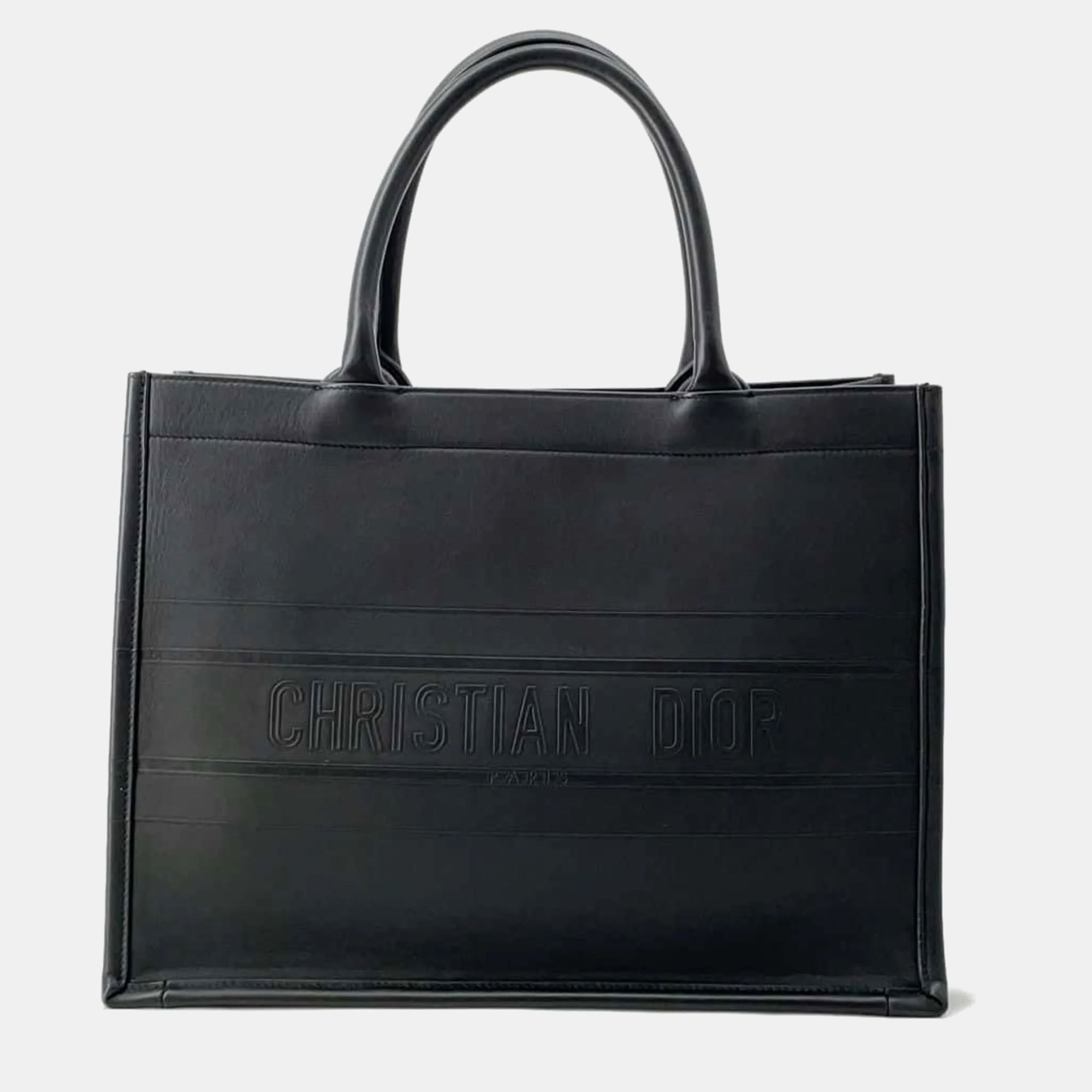 Pre-owned Dior Black Leather Medium Book Tote Tote Bag