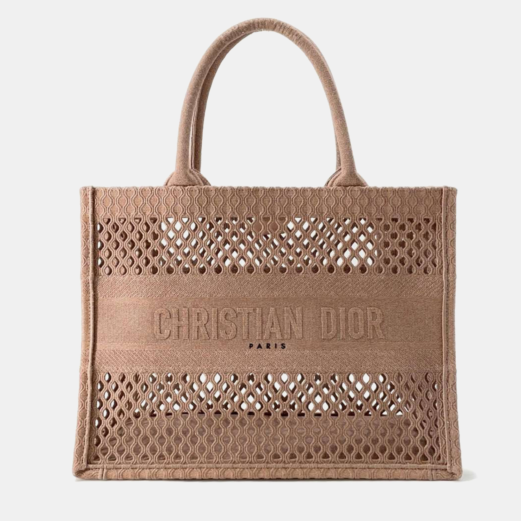 Pre-owned Dior Pink Canvas Medium Mesh Book Tote Tote Bag