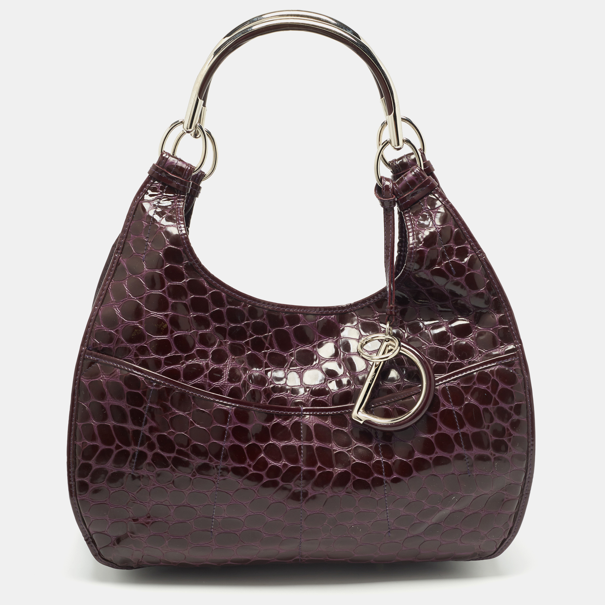 

Dior Purple Croc Embossed Patent Leather 61 Tote