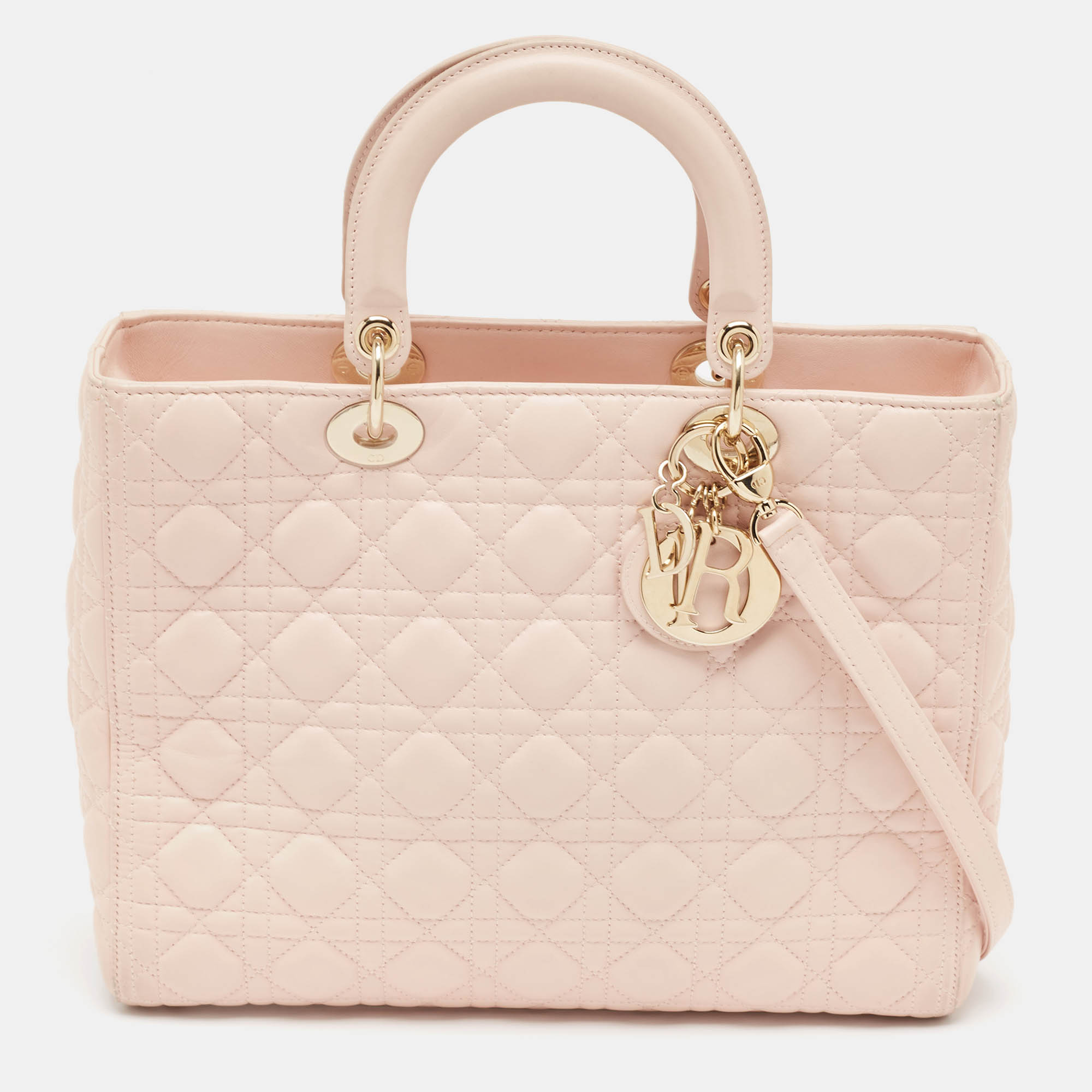

Dior Pink Cannage Leather  Lady Dior Tote