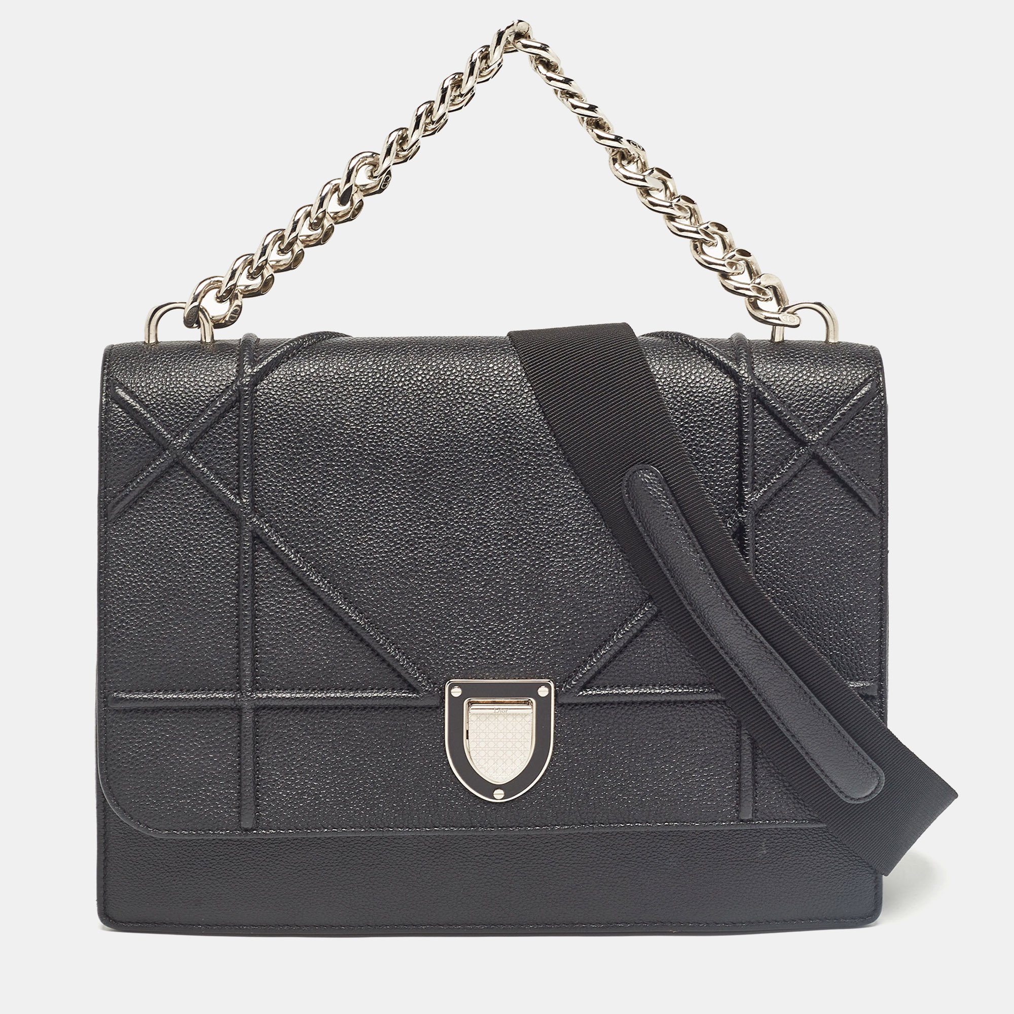 

Dior Black Leather Diorama Chain Link Top Handle Bag