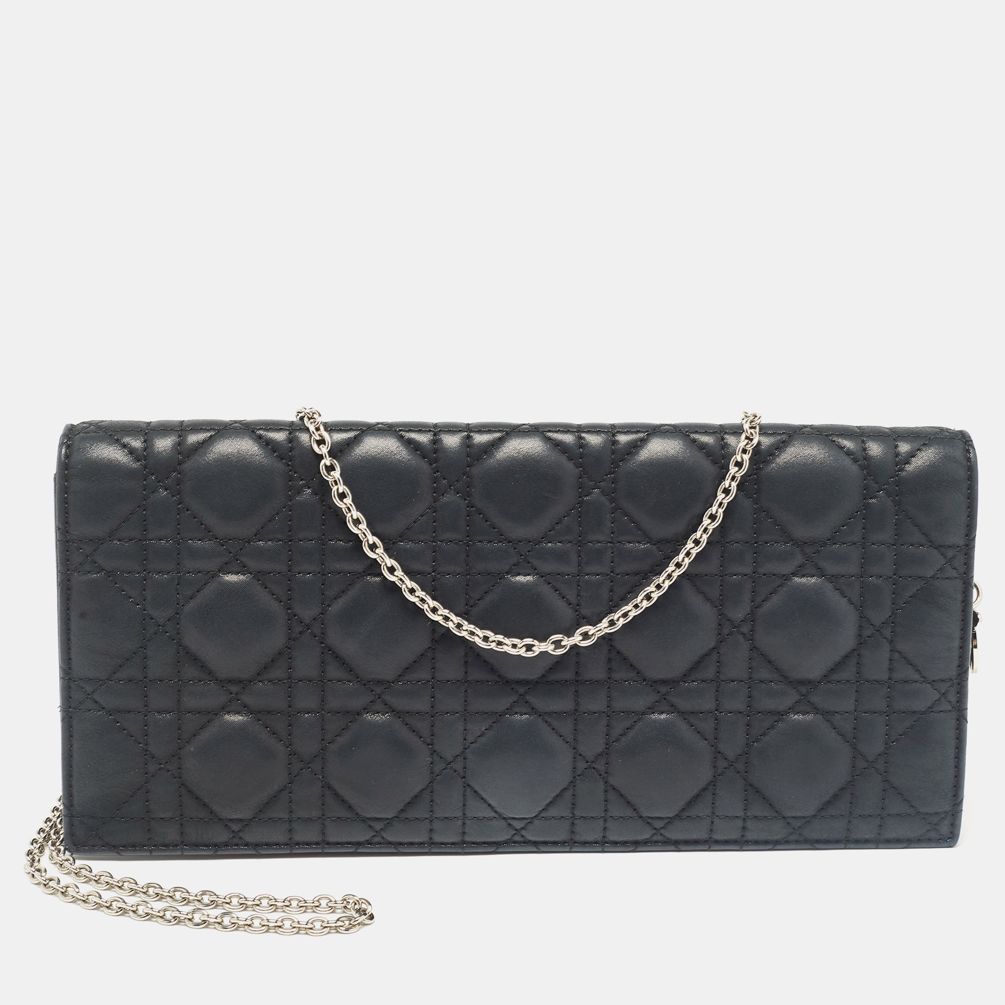 

Dior Black Cannage Shimmer Leather Lady Dior Chain Clutch