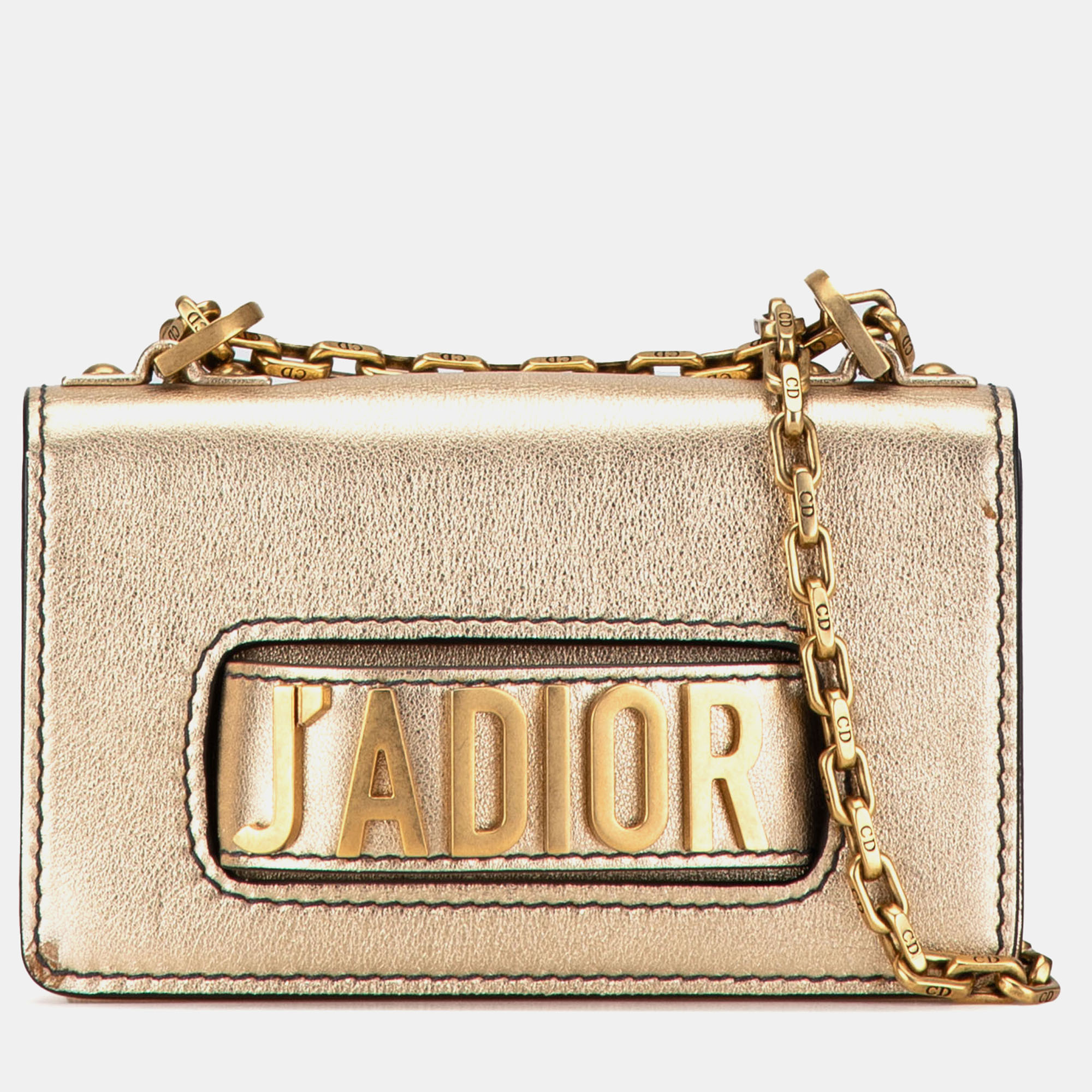 

Dior Mini Metallic Calfskin JAdior Chain Flap, Gold