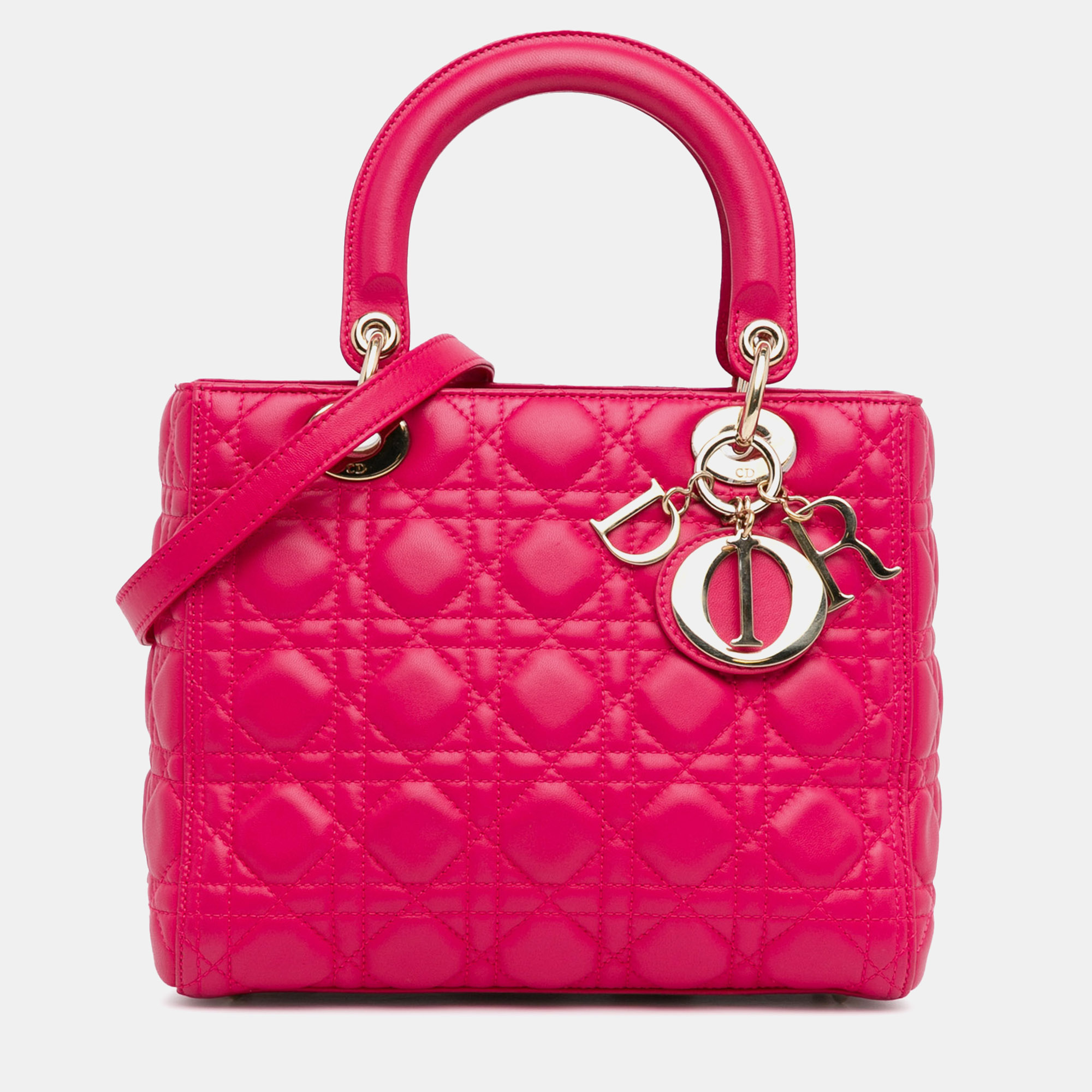 

Dior Medium Lambskin Cannage Lady Dior Bag, Pink