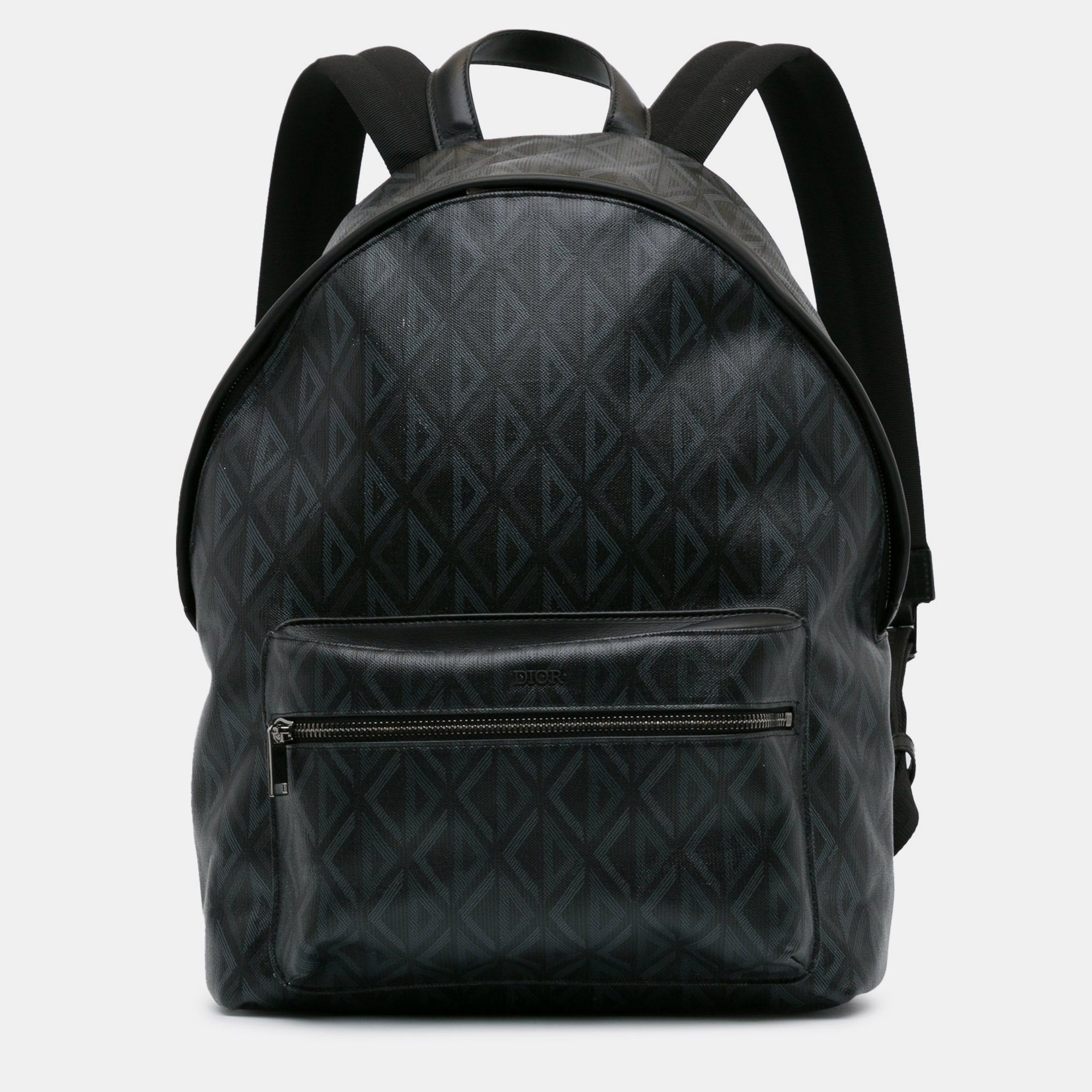 Pre-owned Dior Cd Diamond Rider Backpack In Black