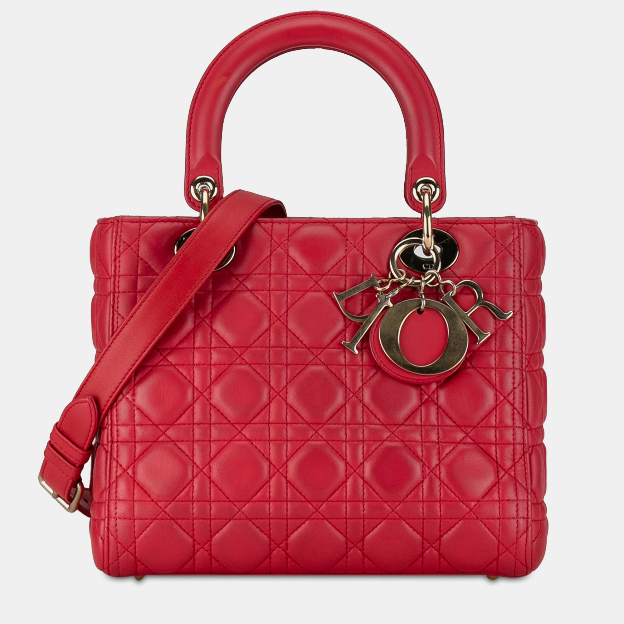 

Dior Medium Lambskin Cannage Lady Dior Bag, Red