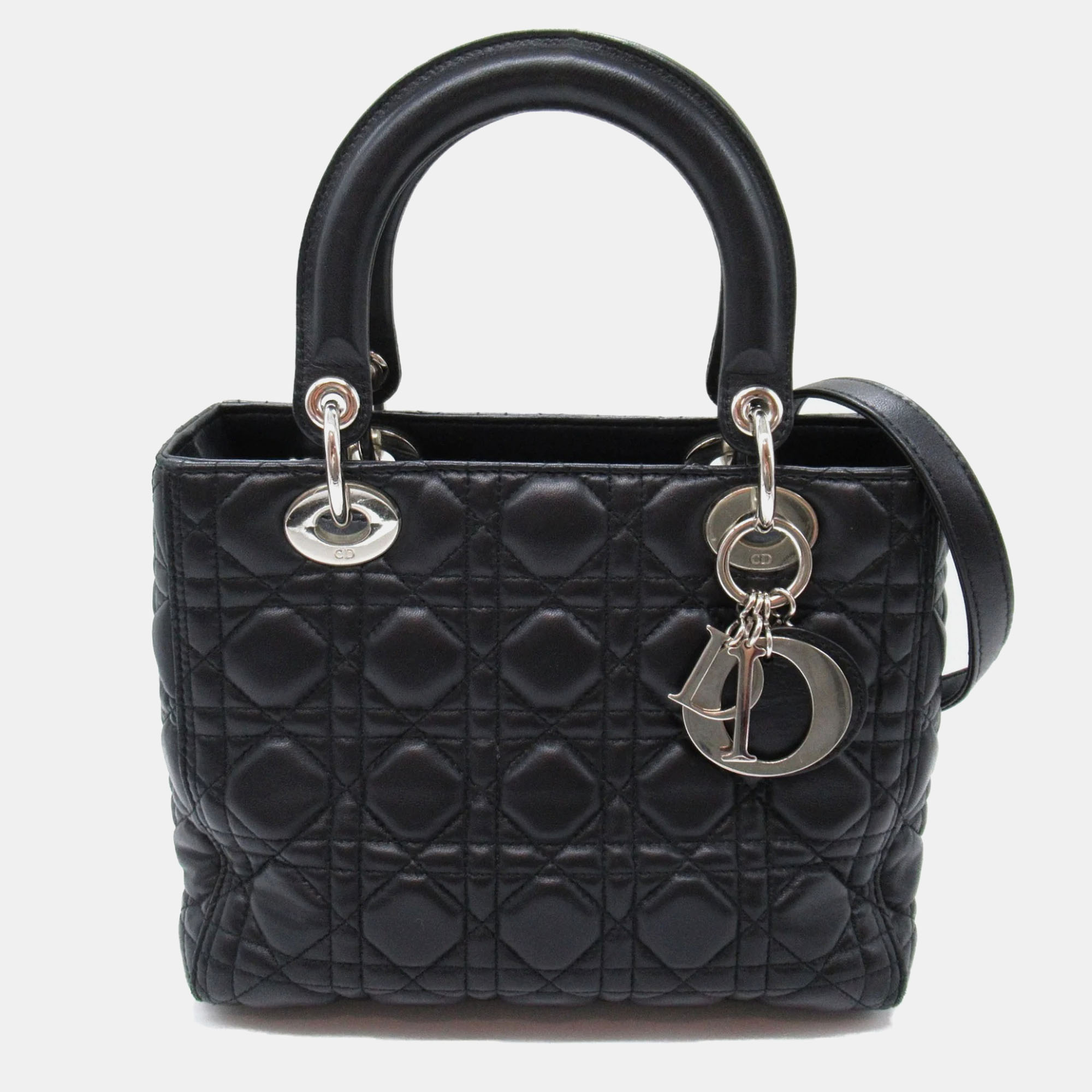 

Dior Black Leather  Lady Dior Top Handle Bags