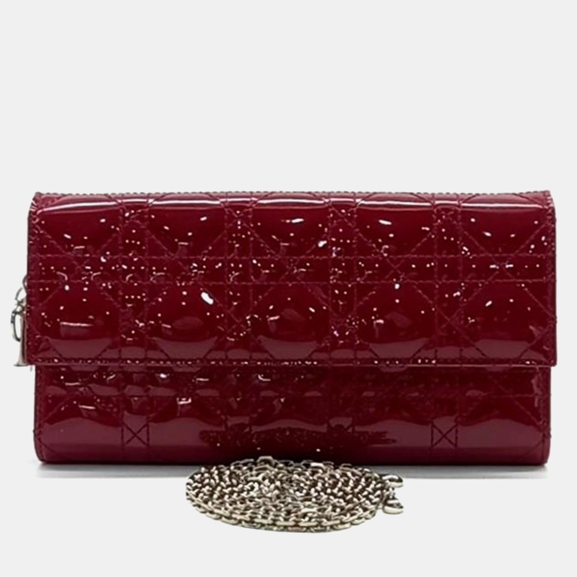 

Christian Dior Patent Cannage Clutch, Red