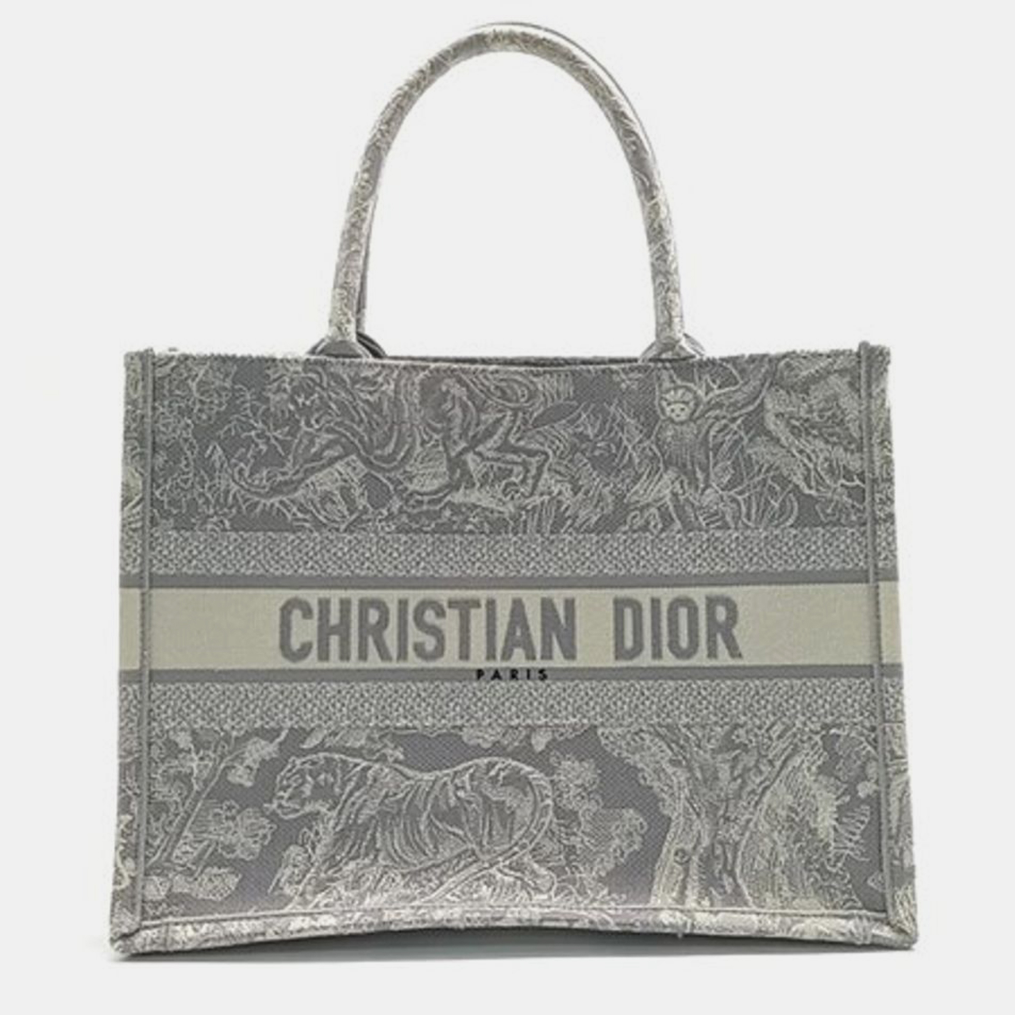 Pre-owned Dior Christian  Book Tote Bag 36 In Grey