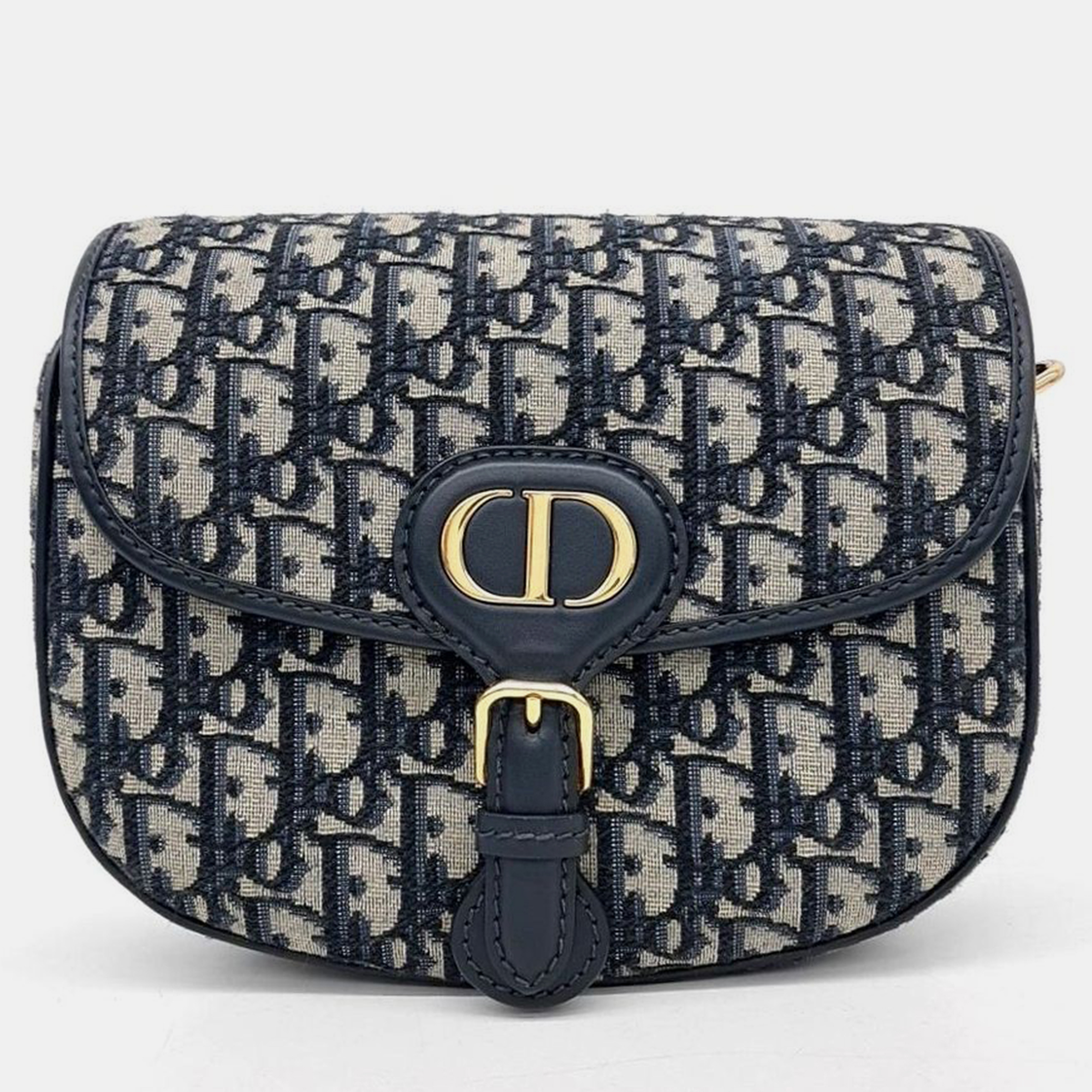 Pre-owned Dior Christian  Oblique Bobby Bag Medium In Navy Blue