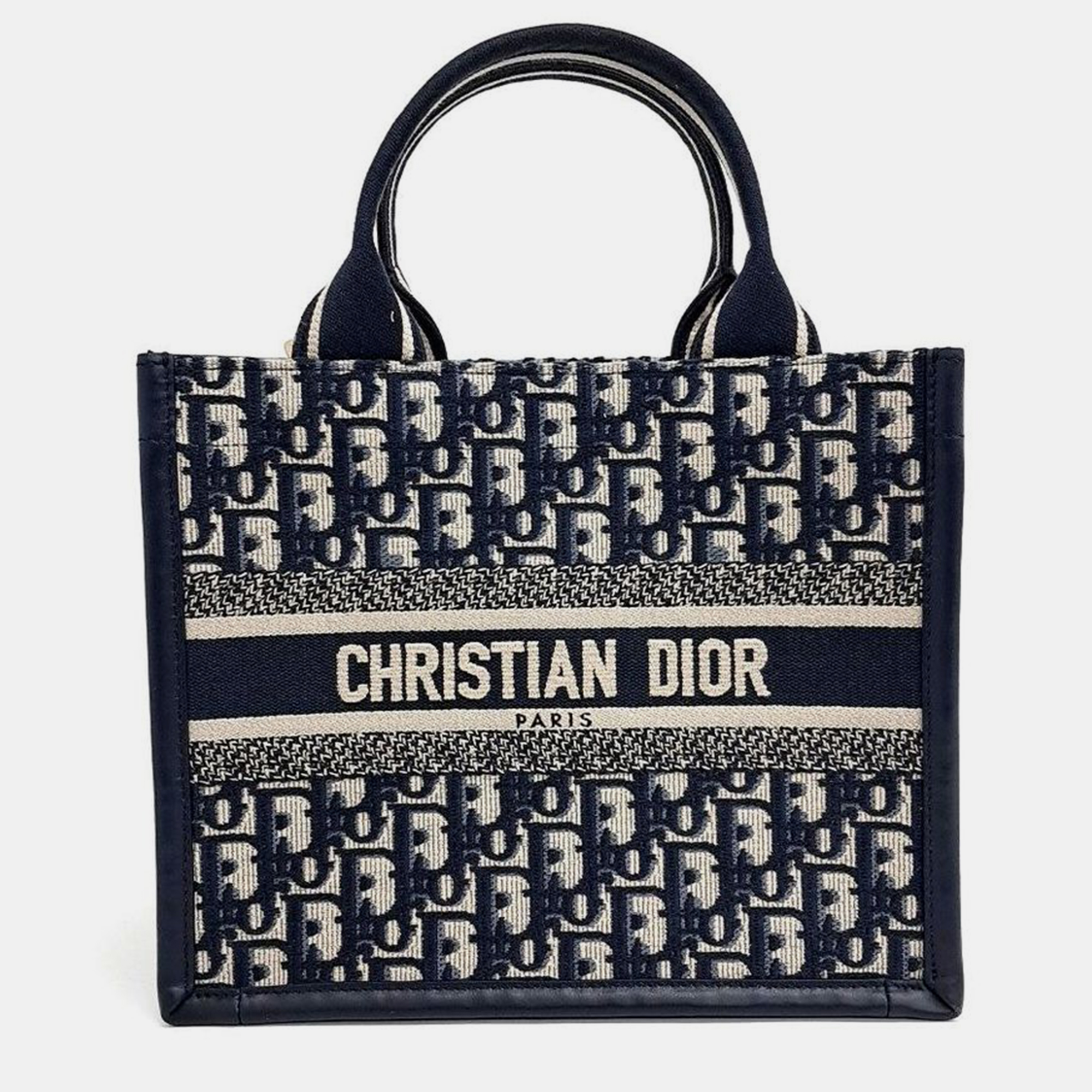 Pre-owned Dior Christian  Oblique Book Tote Bag Small In Navy Blue