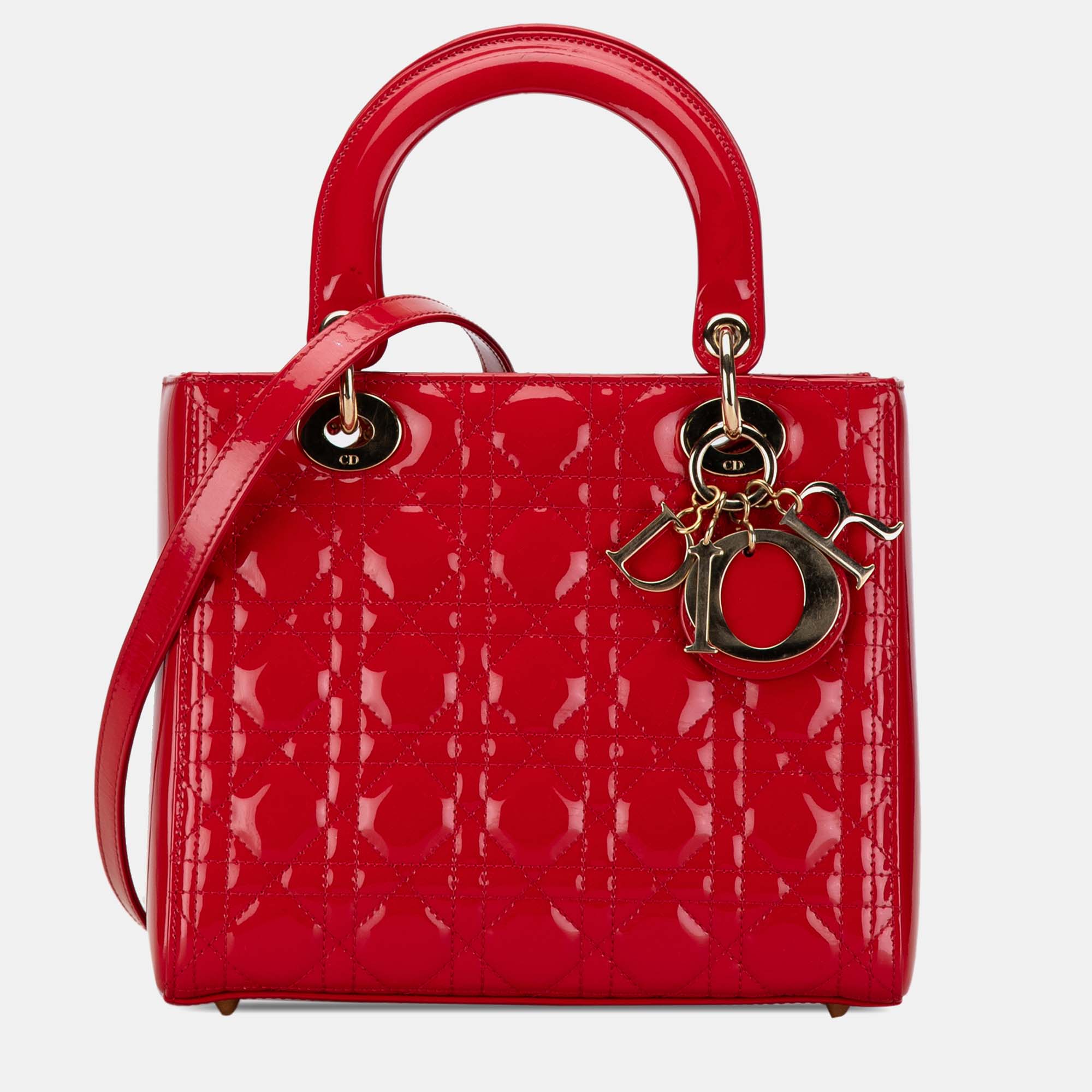 

Dior Medium Patent Cannage Lady Dior, Red