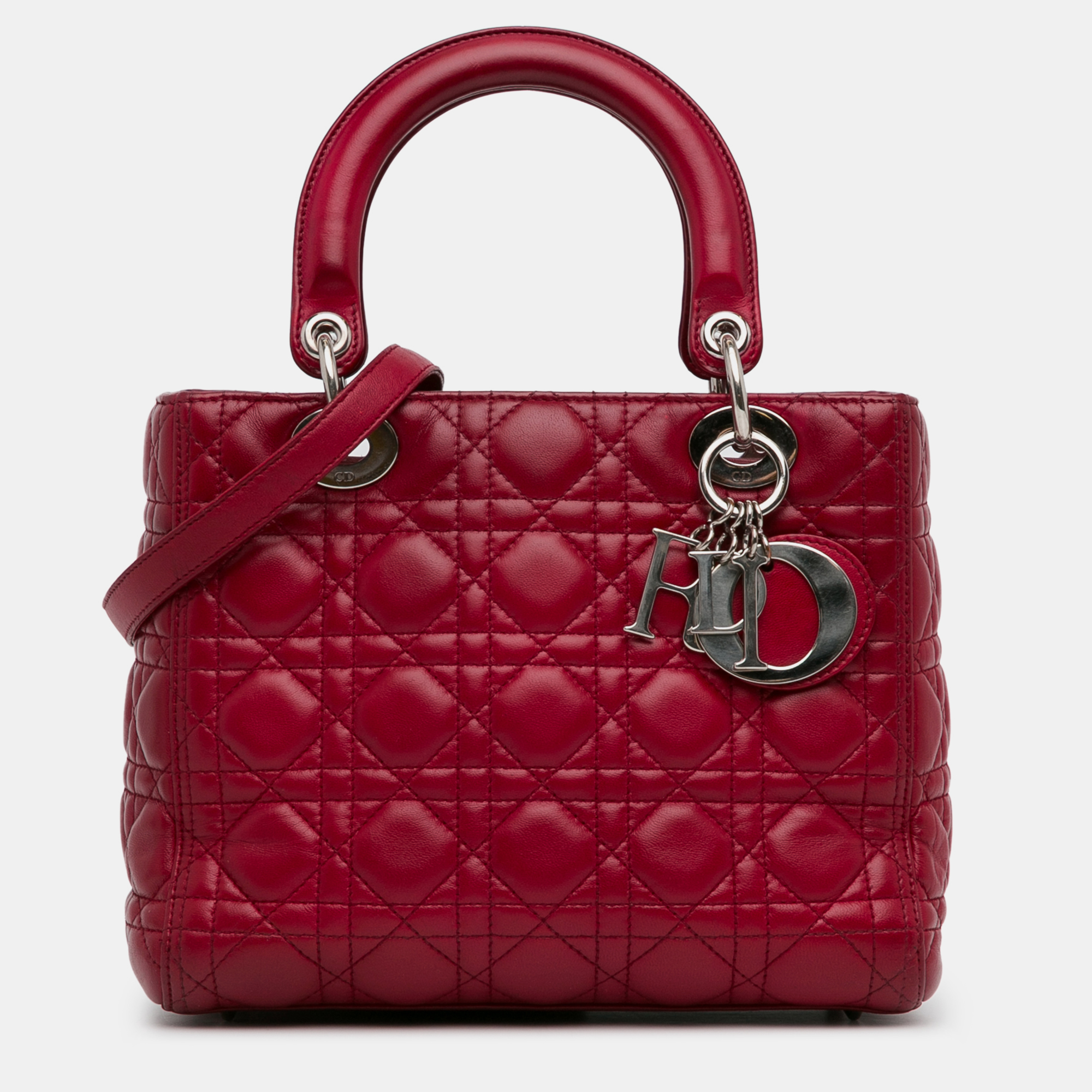 

Dior Medium Lambskin Cannage Lady Dior, Red