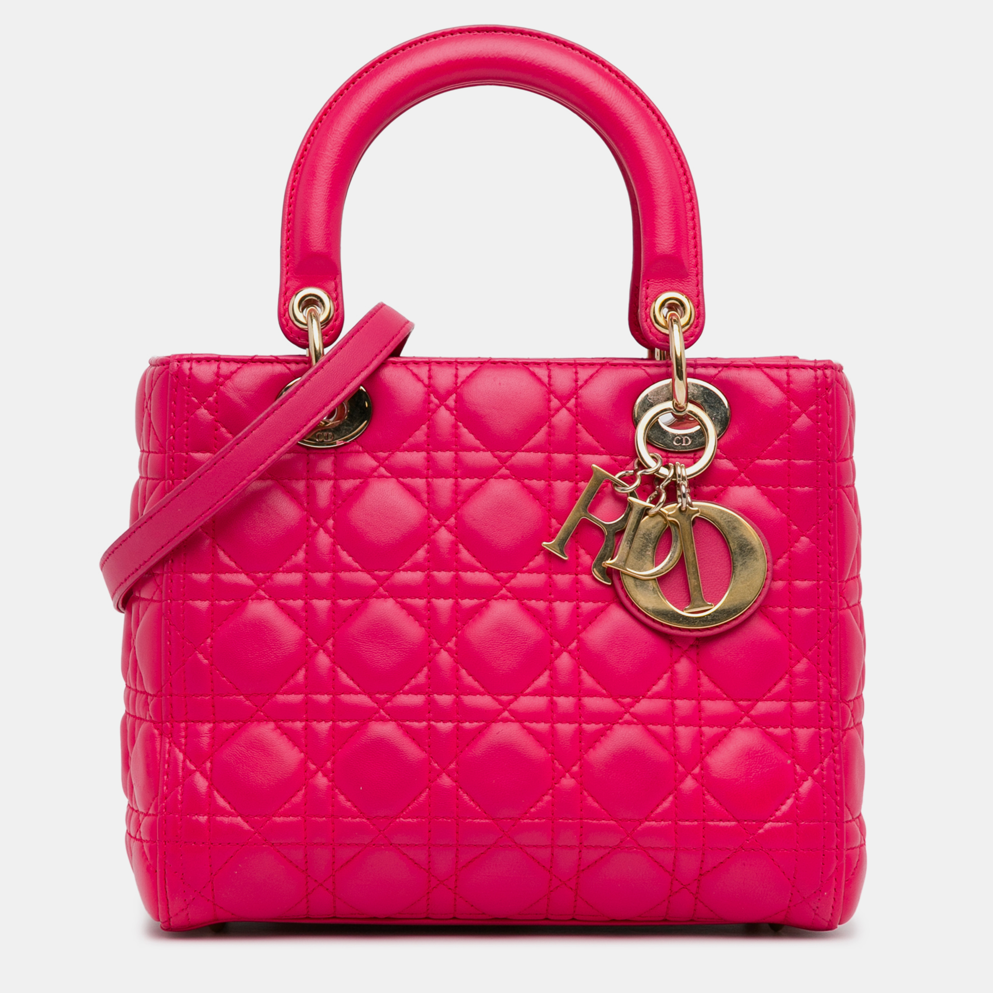 

Dior Medium Lambskin Cannage Lady Dior Bag, Pink