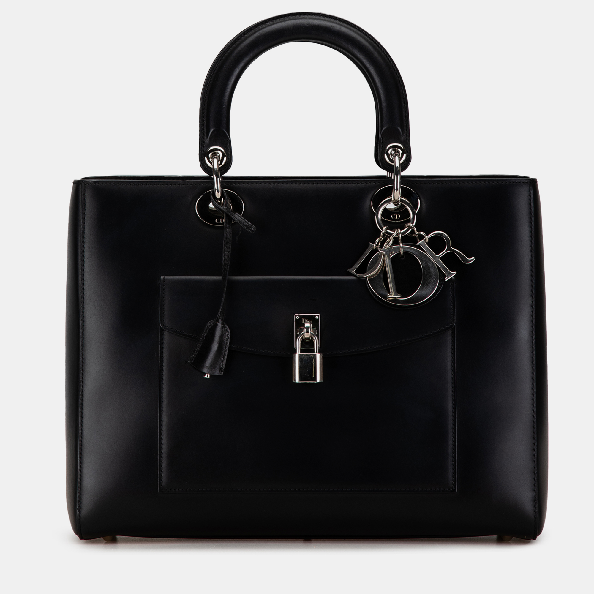 

Dior Black Calfskin Leather Large Lady Dior Pocket Tote Bag