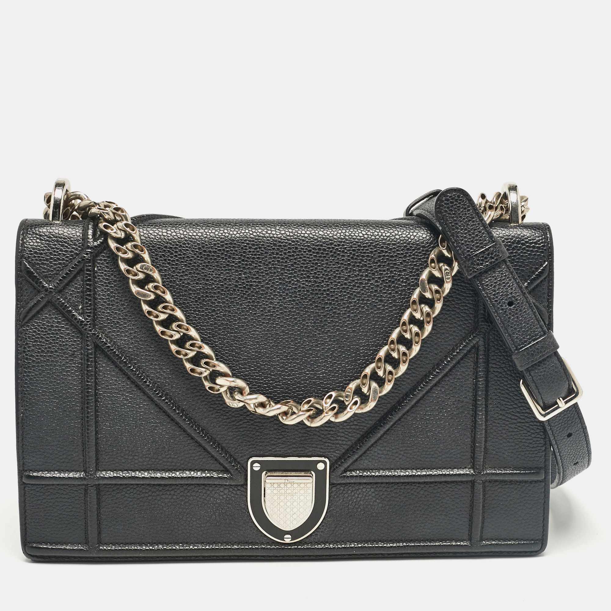 Pre-owned Dior Ama Flap Shoulder Bag In Black