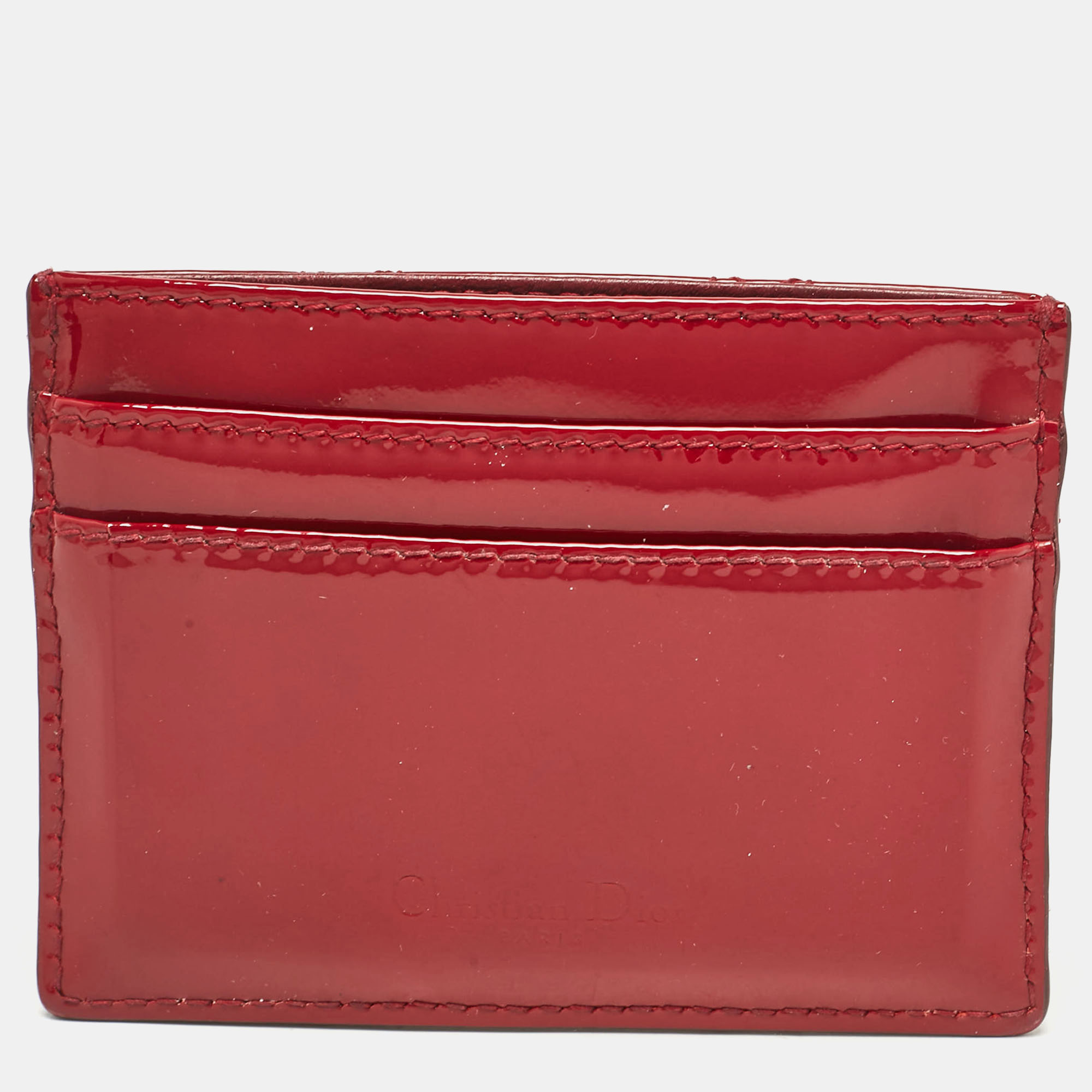 

Dior Red Cannage Patent Leather Card Holder