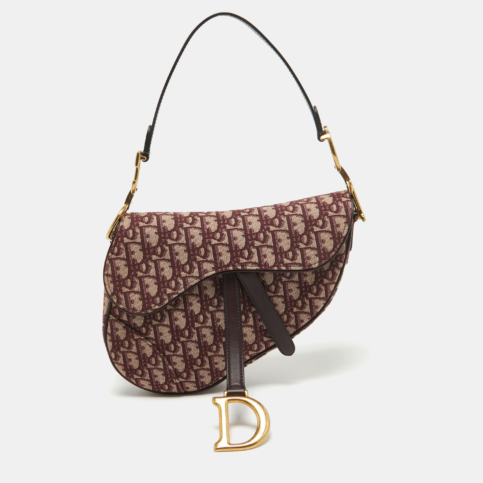 

Dior Burgundy Oblique Canvas Saddle Bag