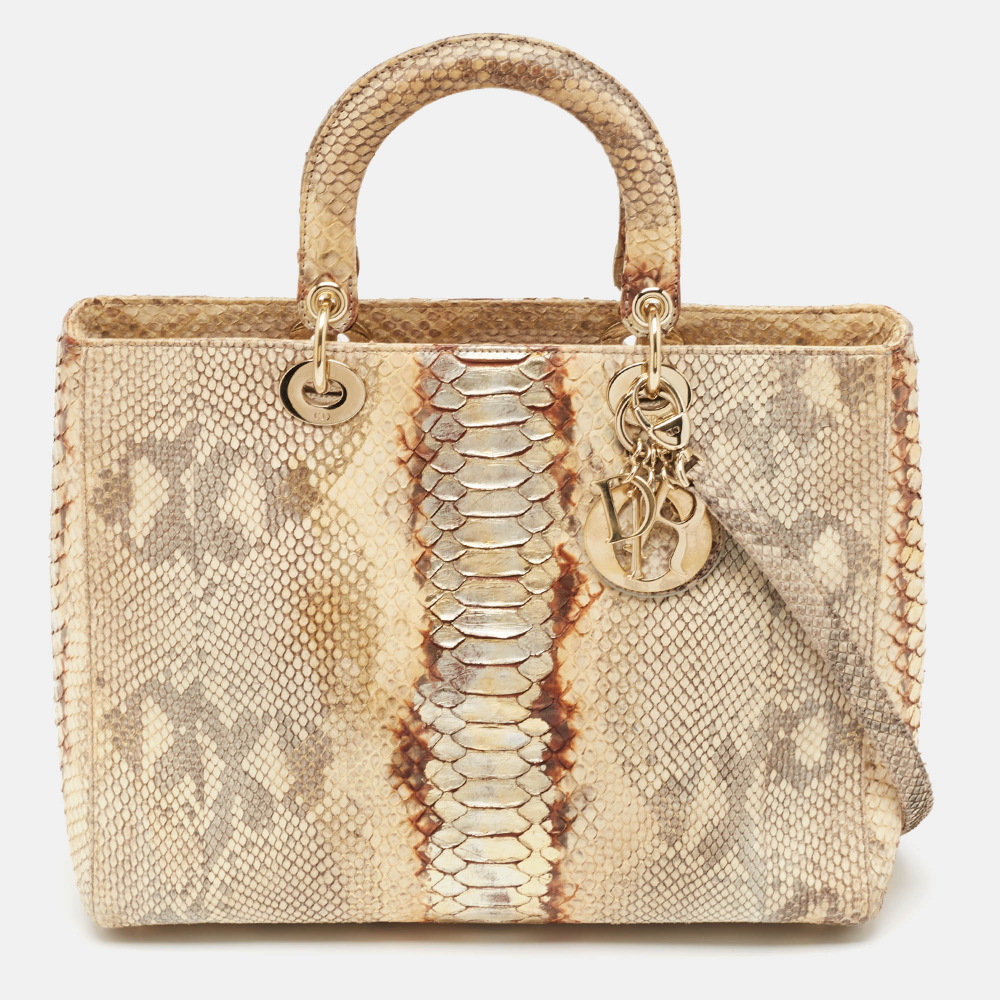 

Dior Gold/Beige Python  Lady Dior Tote