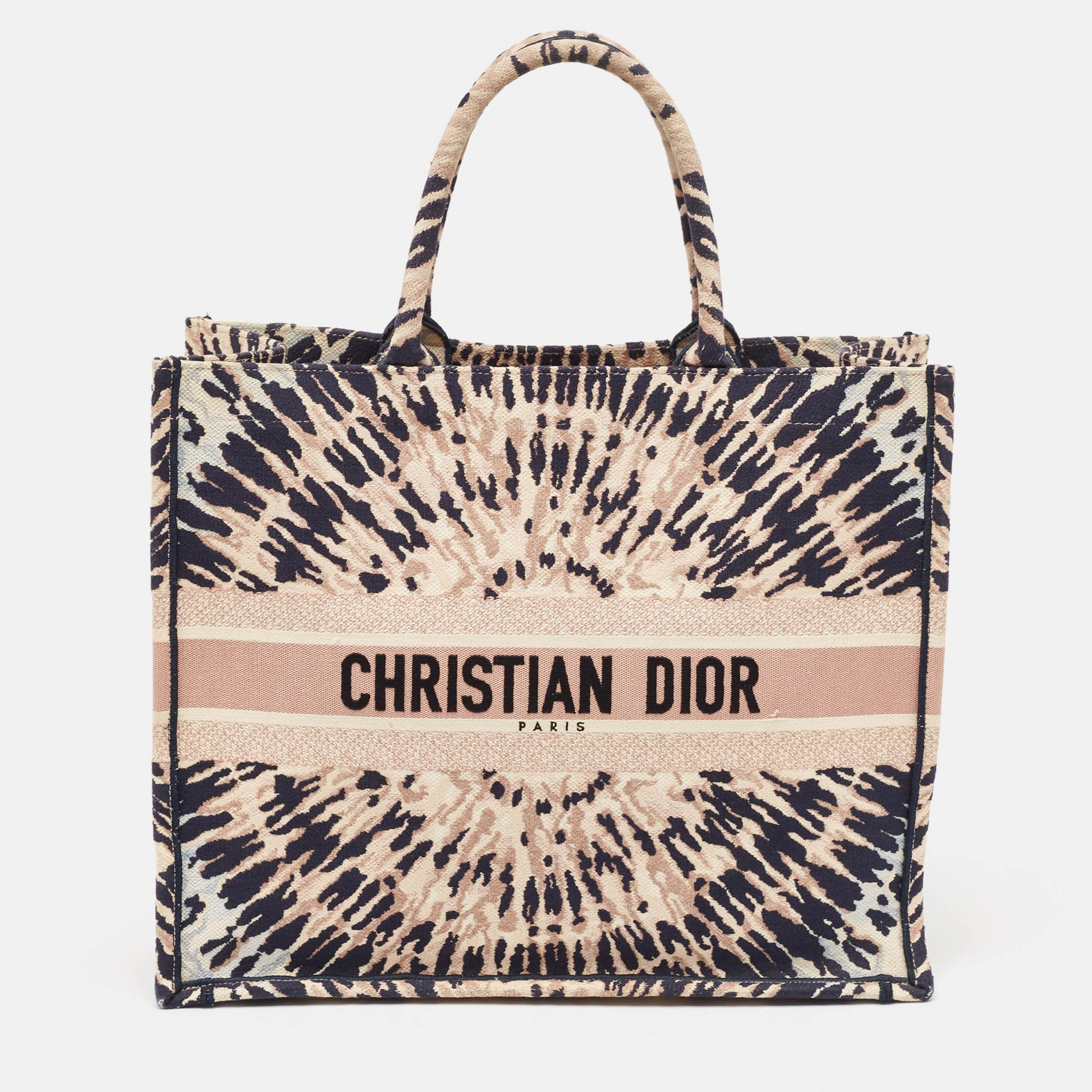 Pre-owned Dior Embroidered Book Tote In Multicolor