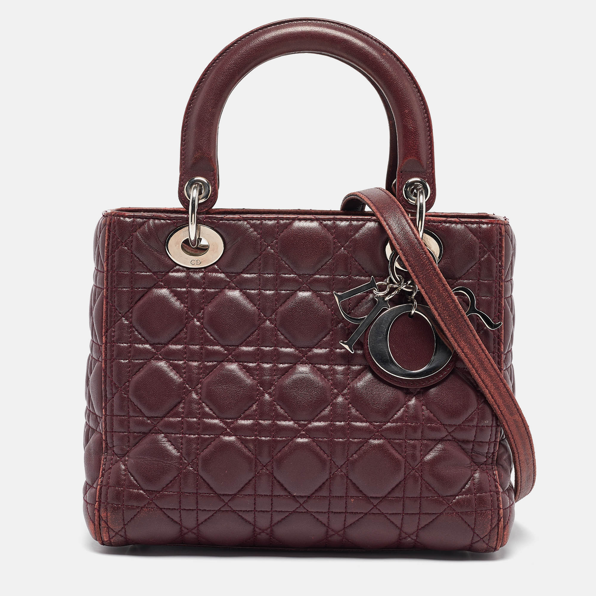 Pre-owned Dior Tote In Burgundy