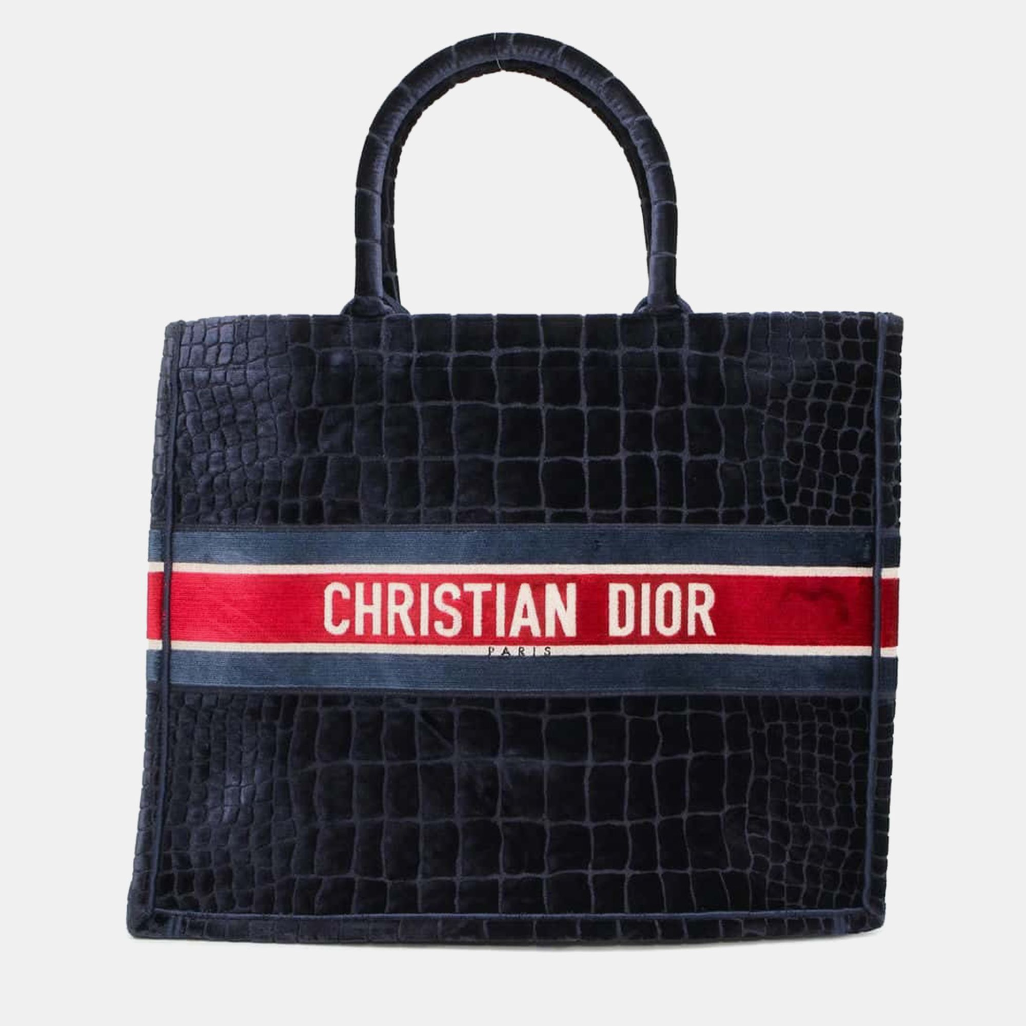 Pre-owned Dior Velvet Book Tote Bag In Navy Blue