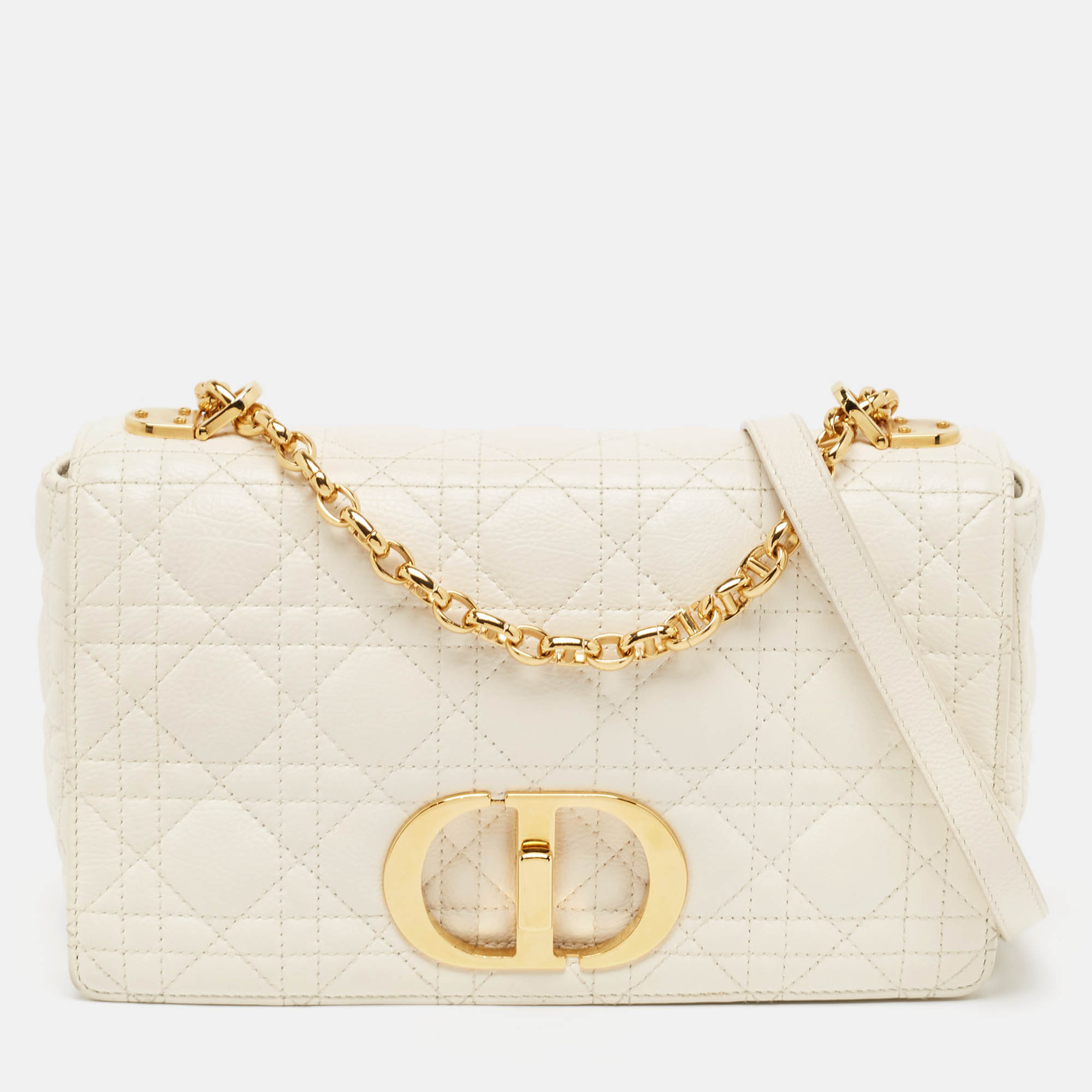 

Dior White Cannage Leather  Caro Shoulder Bag