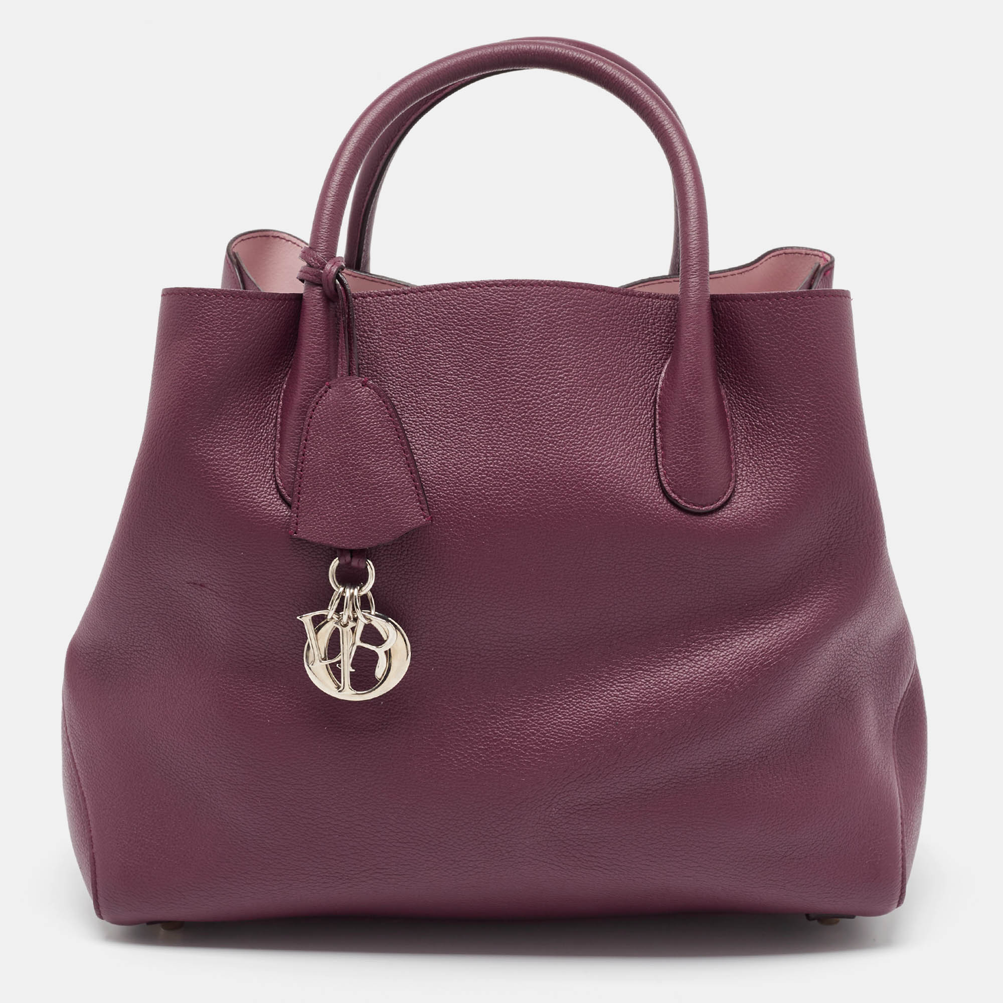 Pre-owned Dior Burgundy Leather Large Open Bar Tote