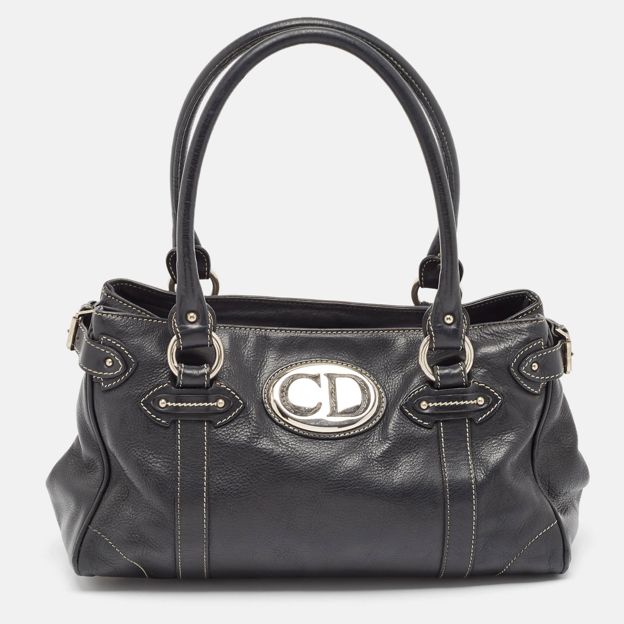 

Dior Black Leather CD Logo Satchel