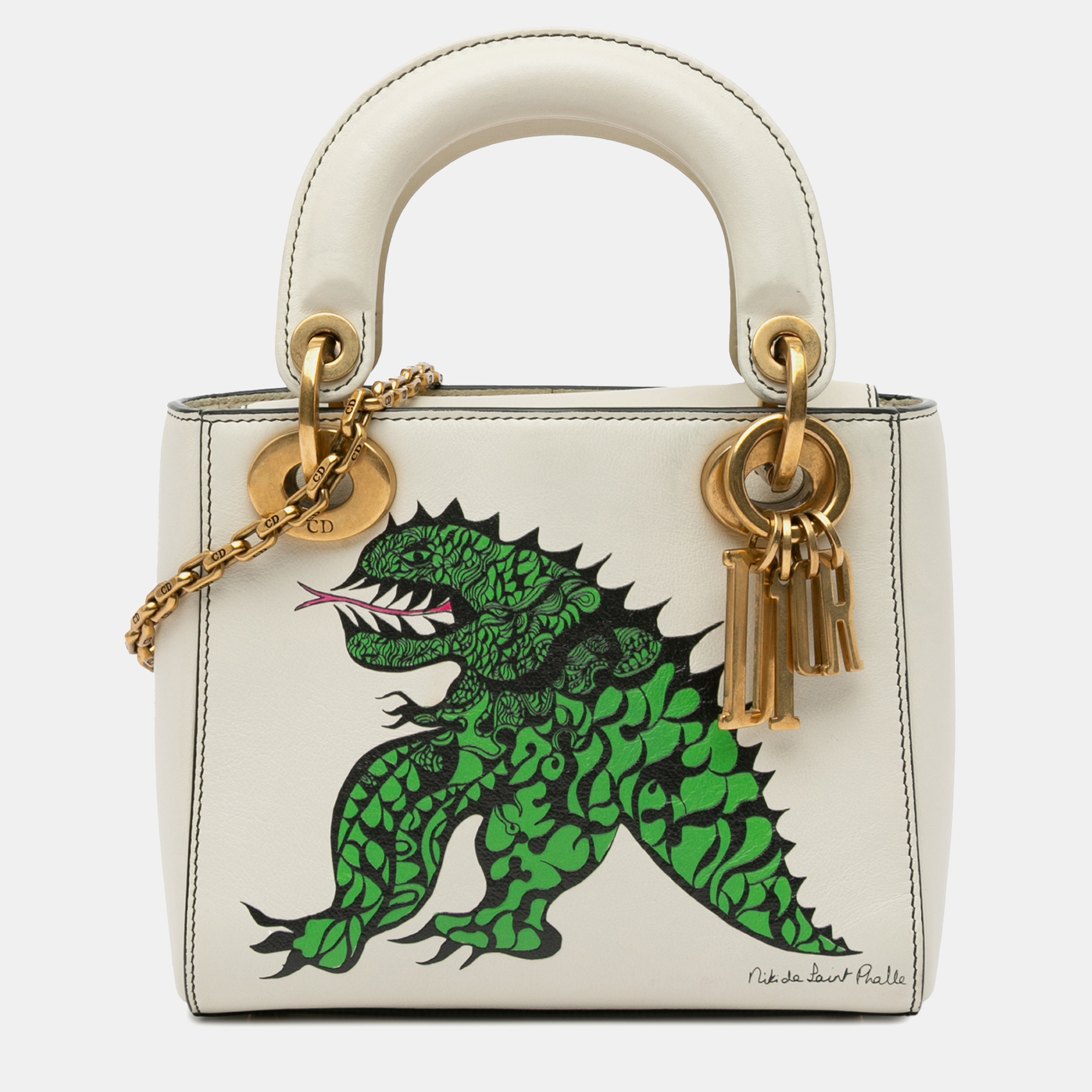 

Dior Limited Edition Niki De Saint Phalle Mini Calfskin Dragon Lady Dior, White