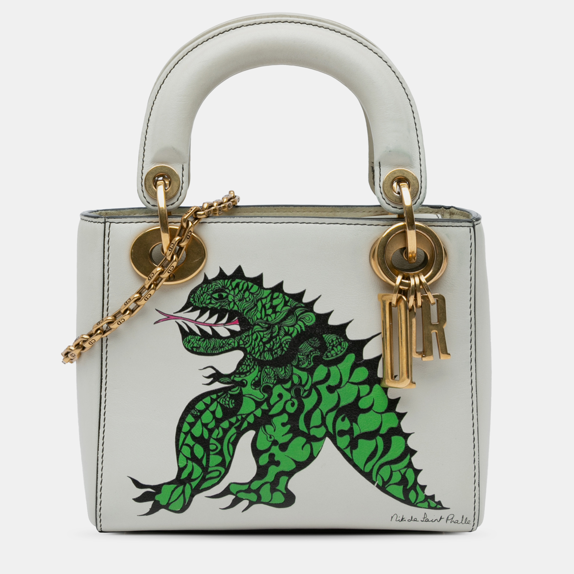 

Dior Limited Edition Niki De Saint Phalle Mini Calfskin Dragon Lady Dior Bag, White