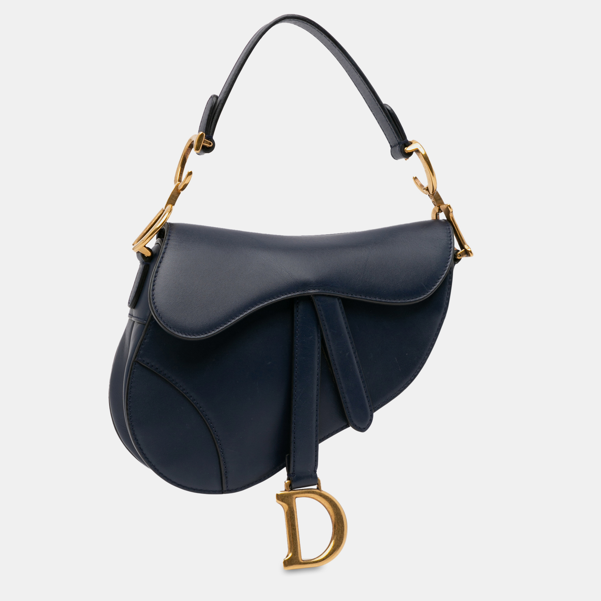 

Dior Mini Leather Saddle Bag, Navy blue