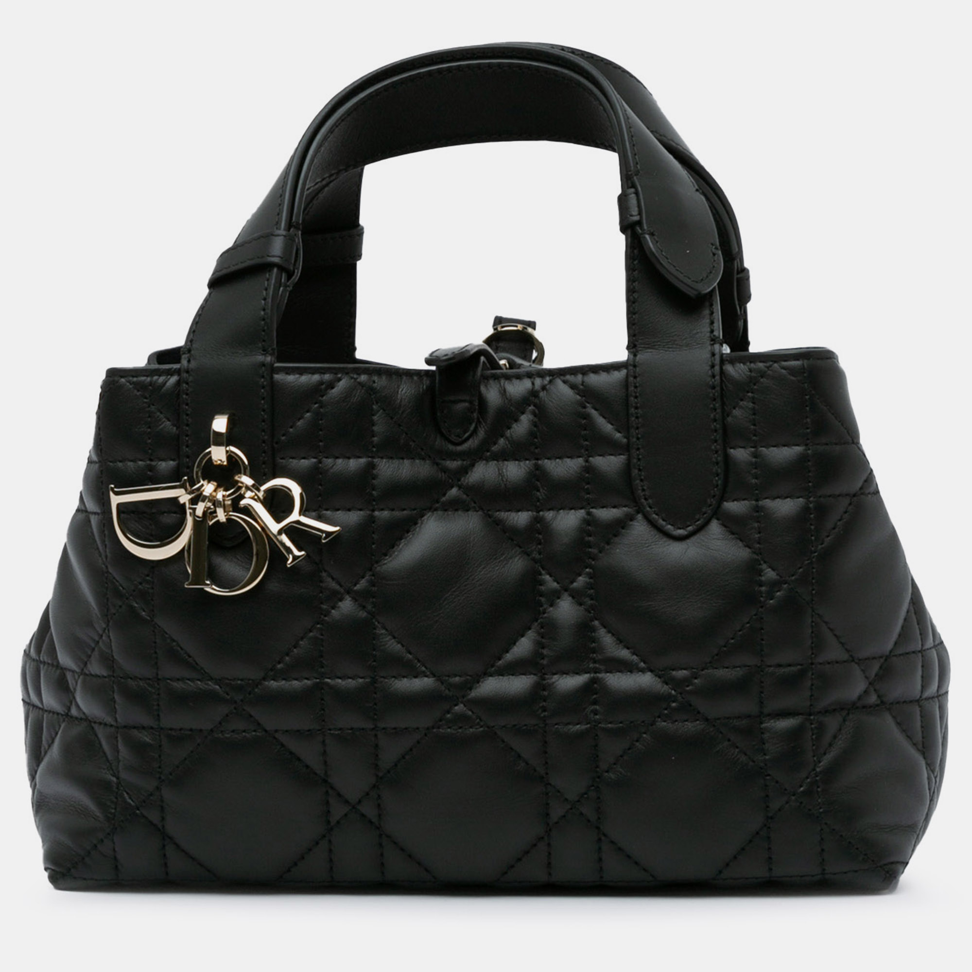 Pre-owned Dior Small Macrocannage Toujours In Black