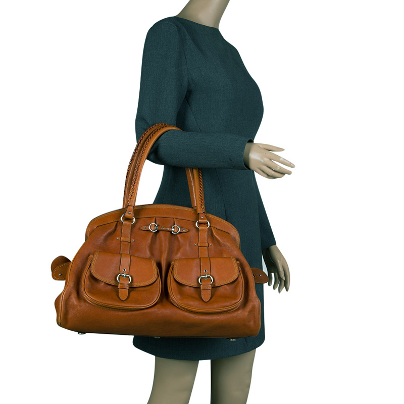 

Dior Brown Leather Large My Dior Pockets Satchel