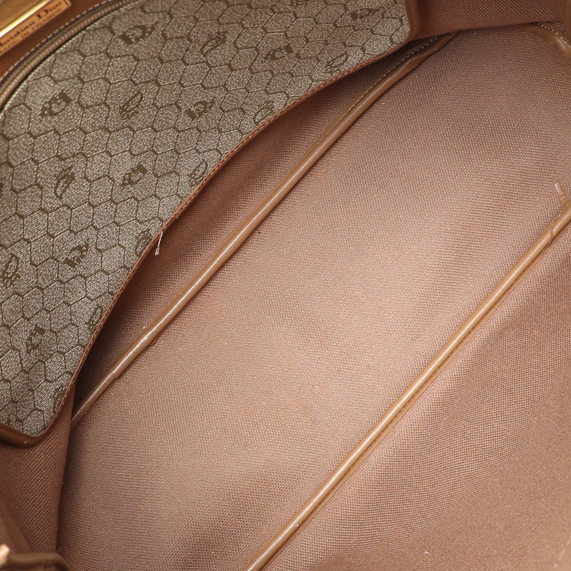 Dior Beige/Brown Honeycomb Coated Canvas and Leather Vintage Tote 