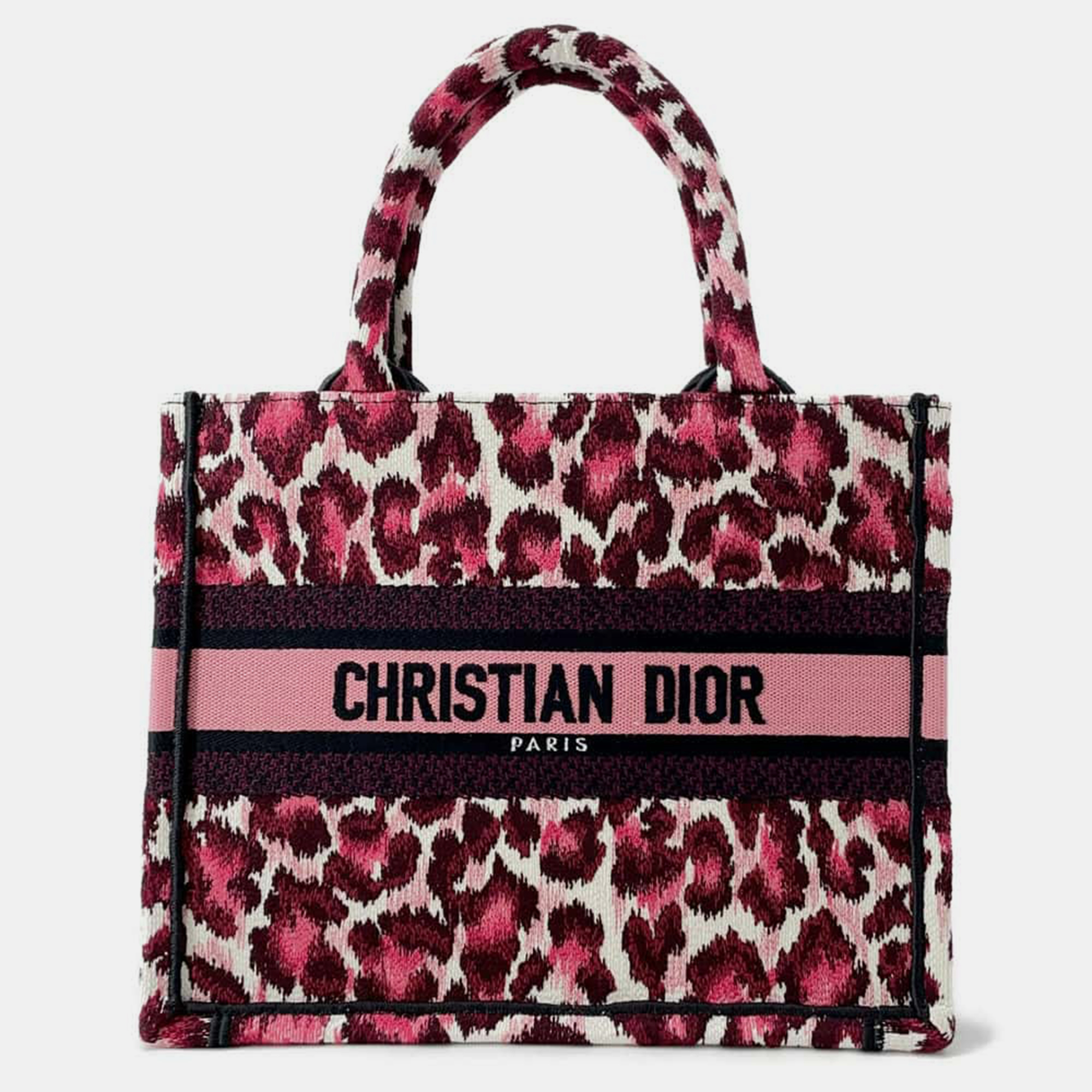 

Dior Pink Canvas Leopard Print Small Book Tote Bag