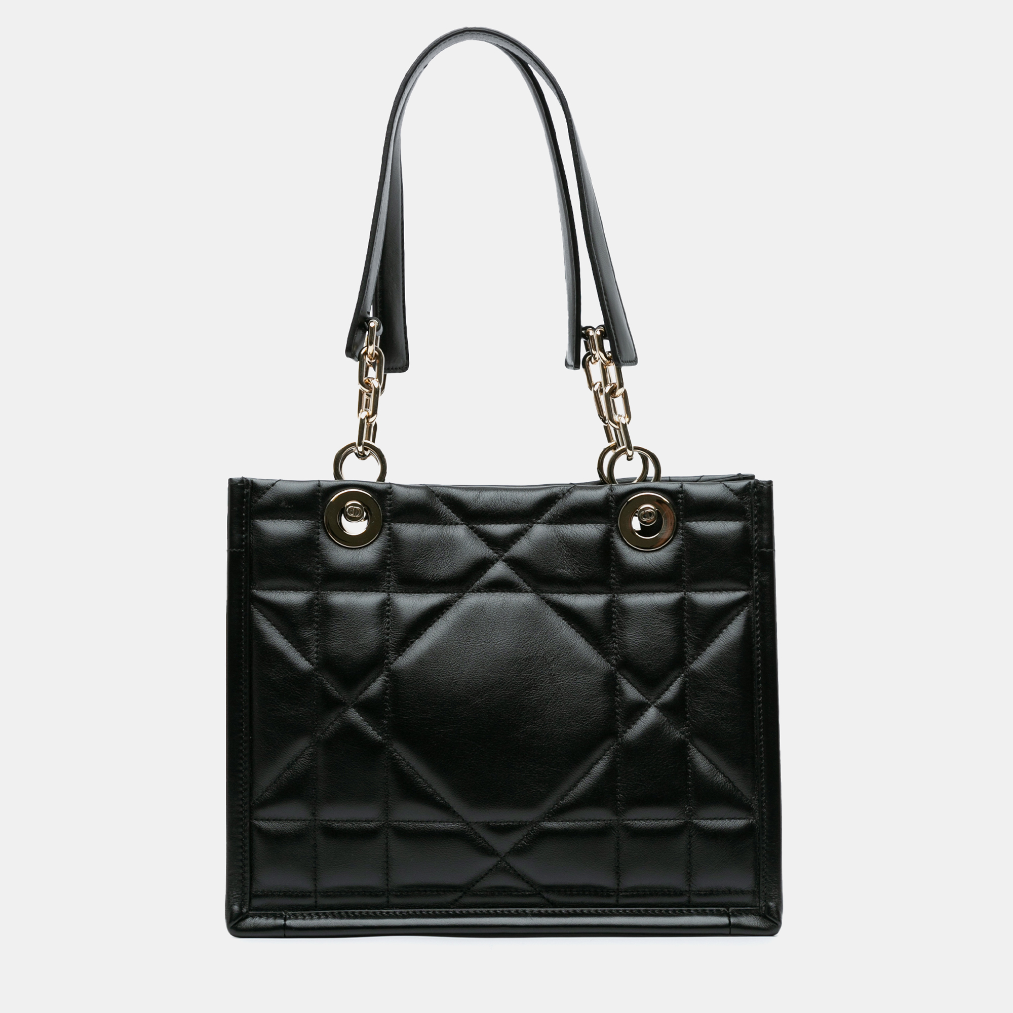 Pre-owned Dior Small Calfskin Archicannage Essential Tote In Black