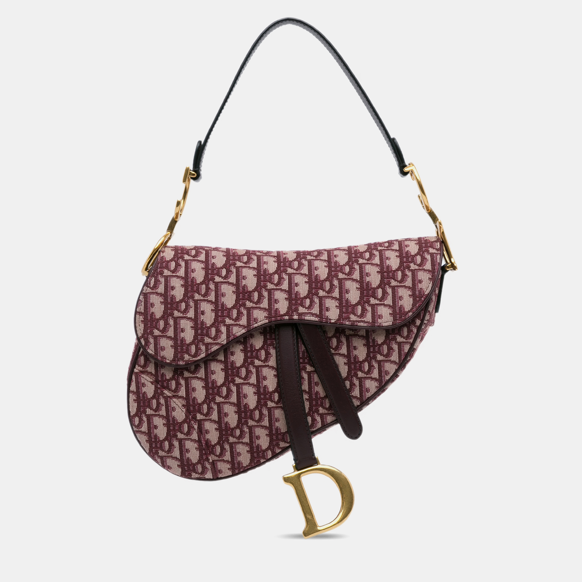 

Dior Burgundy Oblique Canvas Saddle Bag, Red