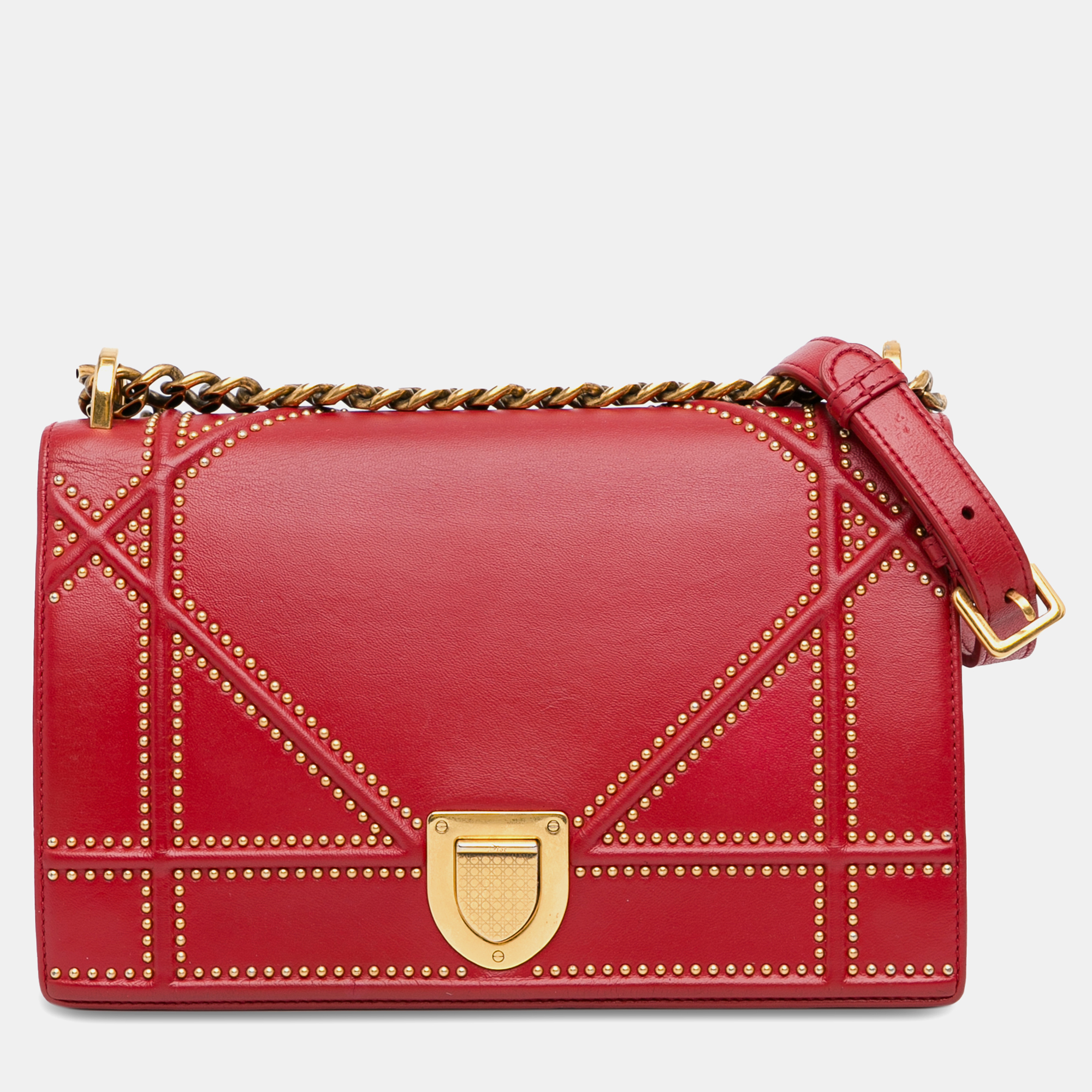 

Dior Medium Studded Diorama Flap, Red