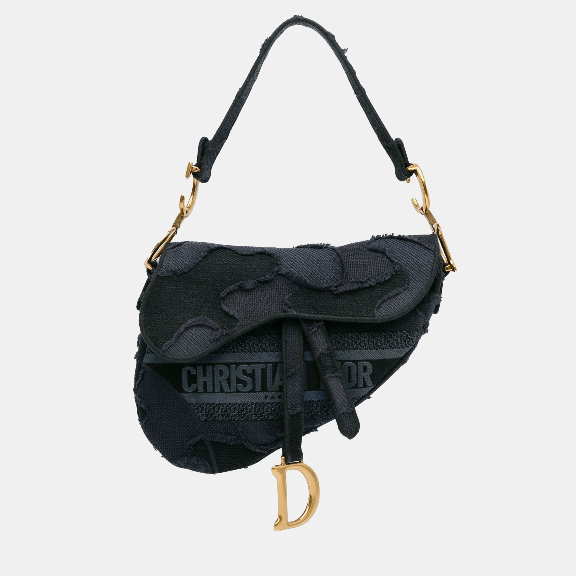 

Dior Dark Blue Canvas Embroidered Camouflage Saddle Bag