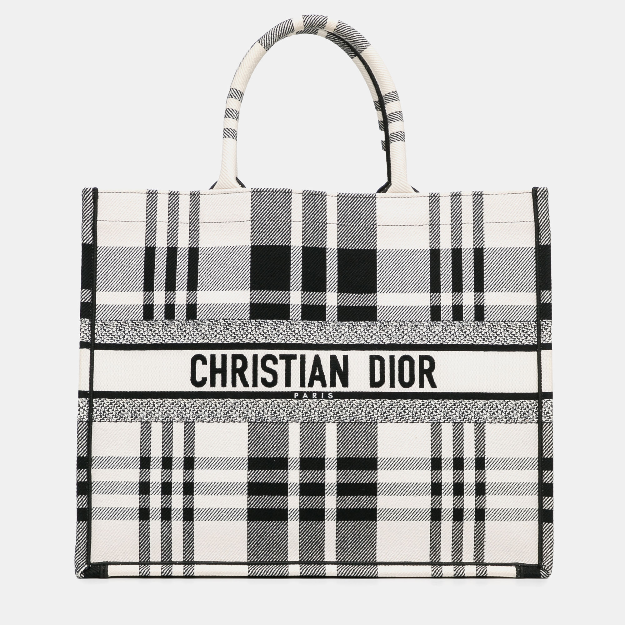 

Dior Black/White Check'n'Dior Book Tote Large Tote Bag