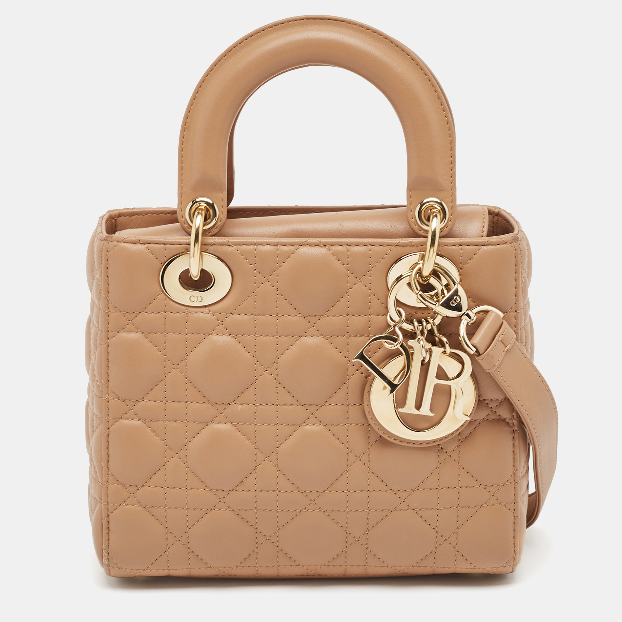 

Dior Beige Cannage Leather  Lady Dior Tote