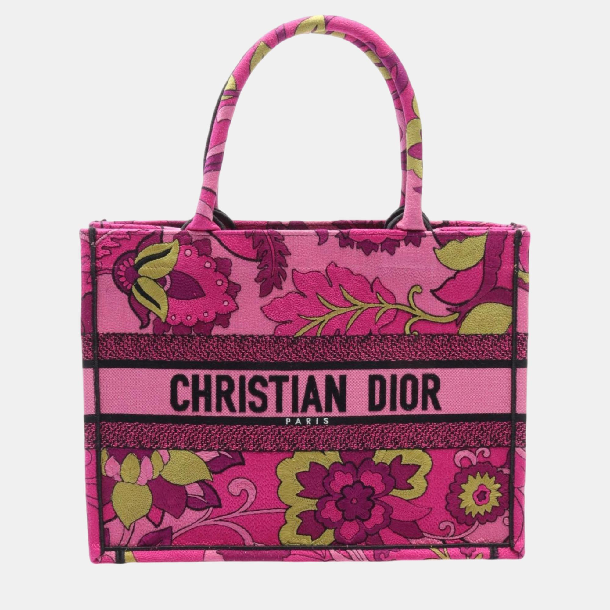 

Christian Dior Pink Black Multicolor Canvas Dior Book Tote Medium Bag
