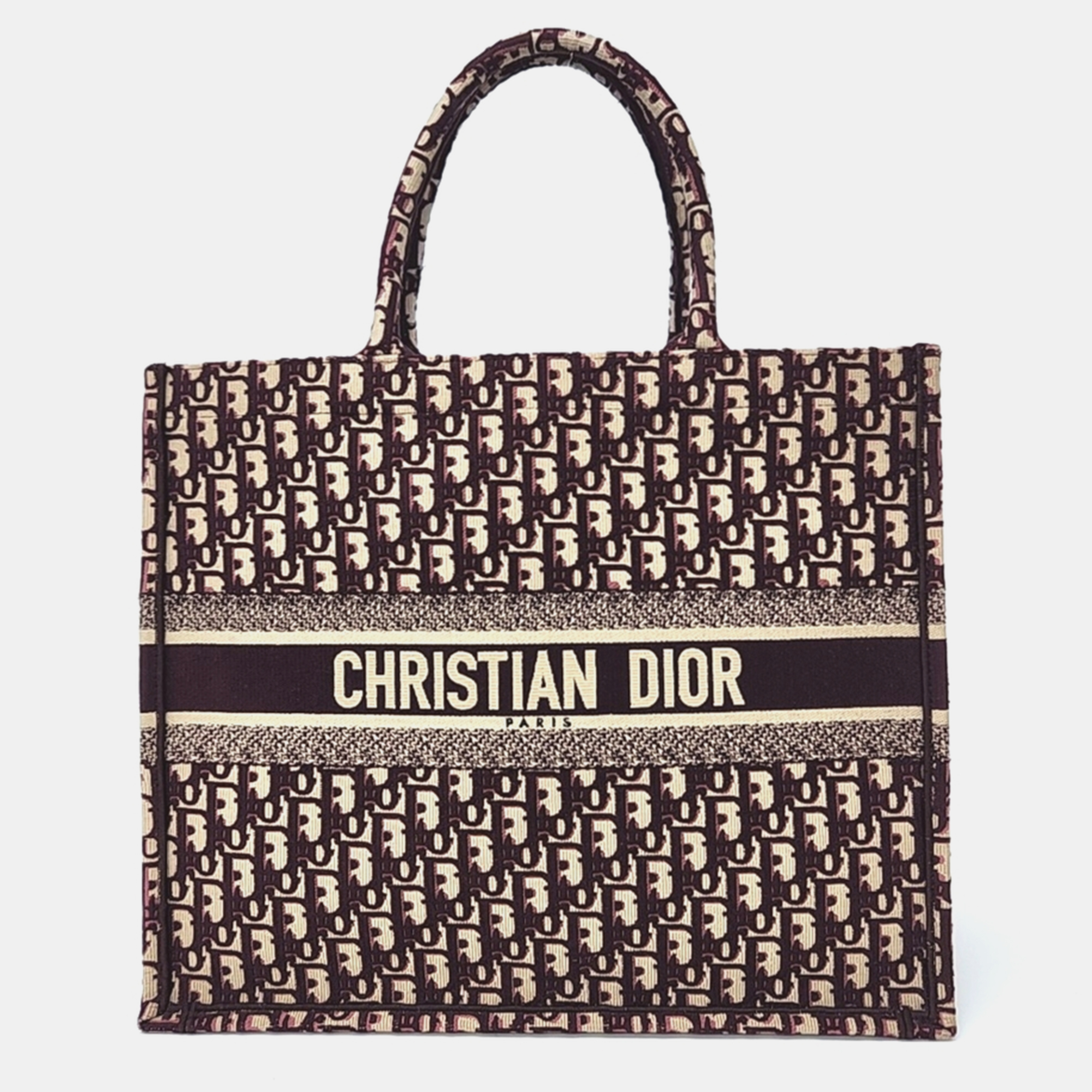 Pre-owned Dior Christian  Oblique Book Tote Bag 42 In Burgundy