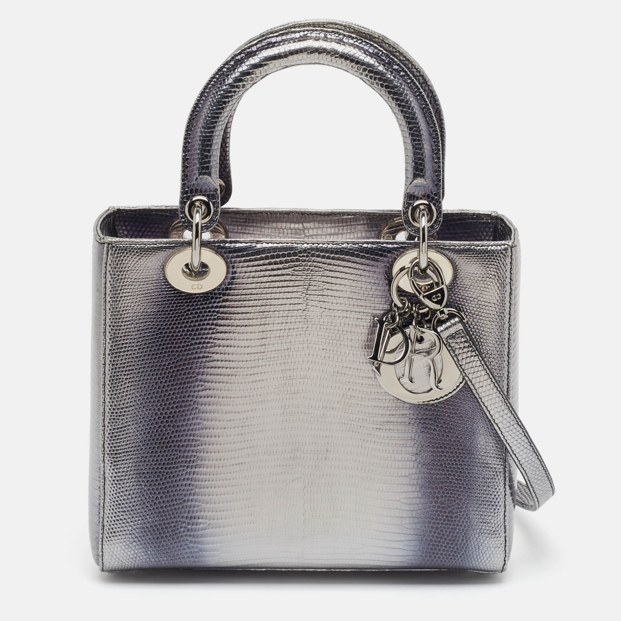 

Dior Metallic Lizard Medium Lady Dior Tote