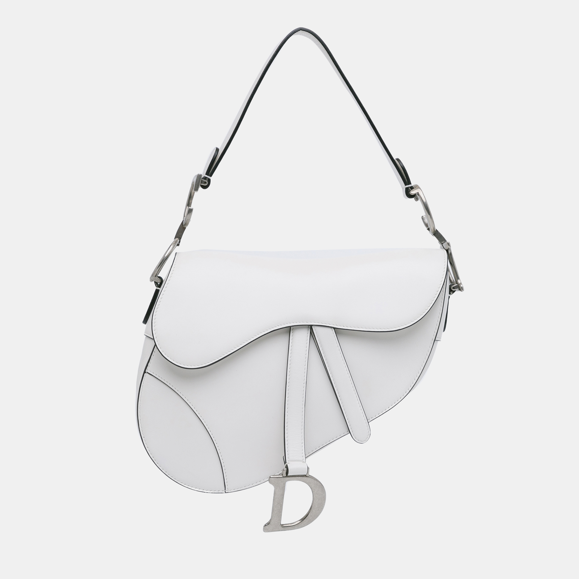 

Dior Medium Leather Saddle Bag, White